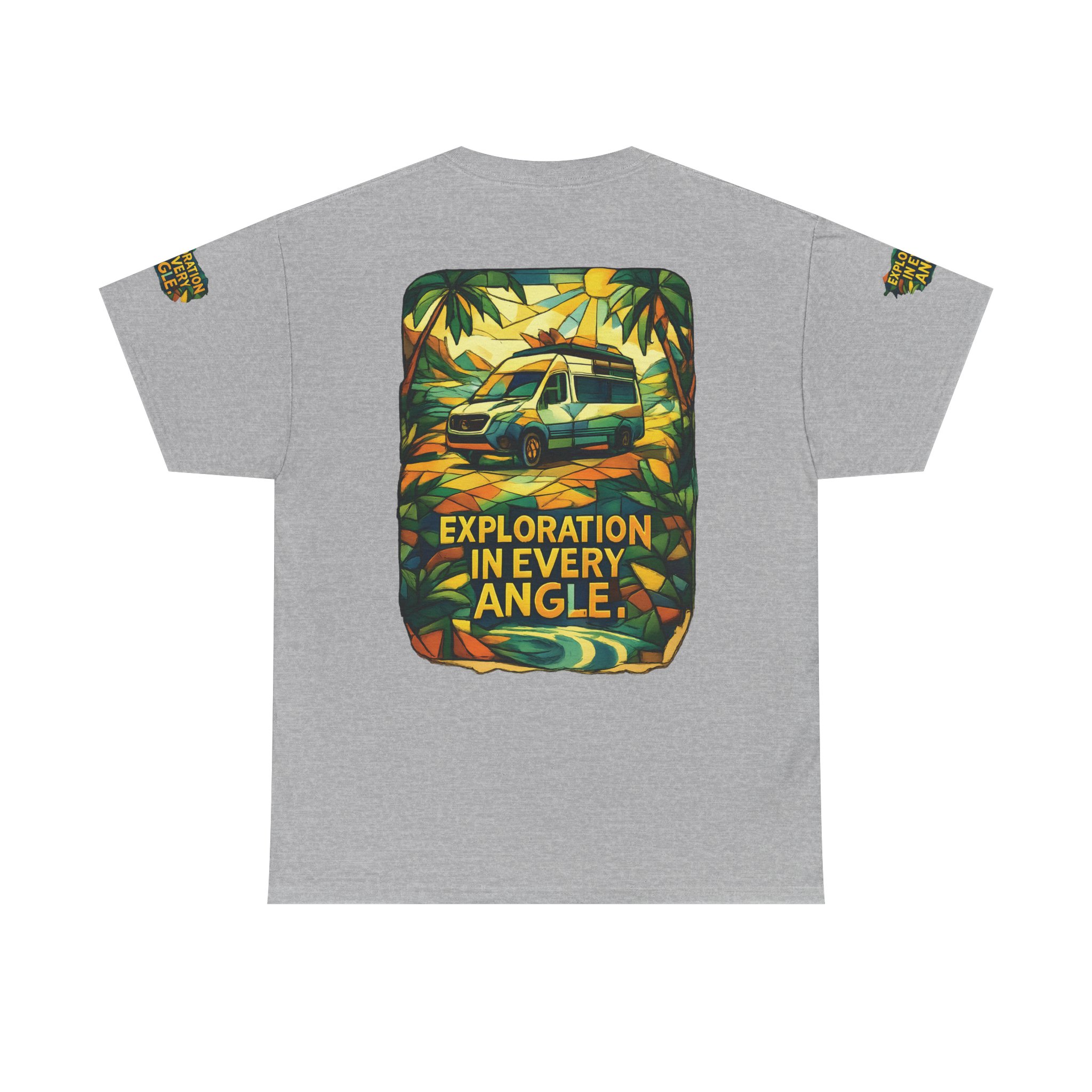 Unisex Heavy Cotton Tee — "Exploration In Every Angle" Design Cubic-Line