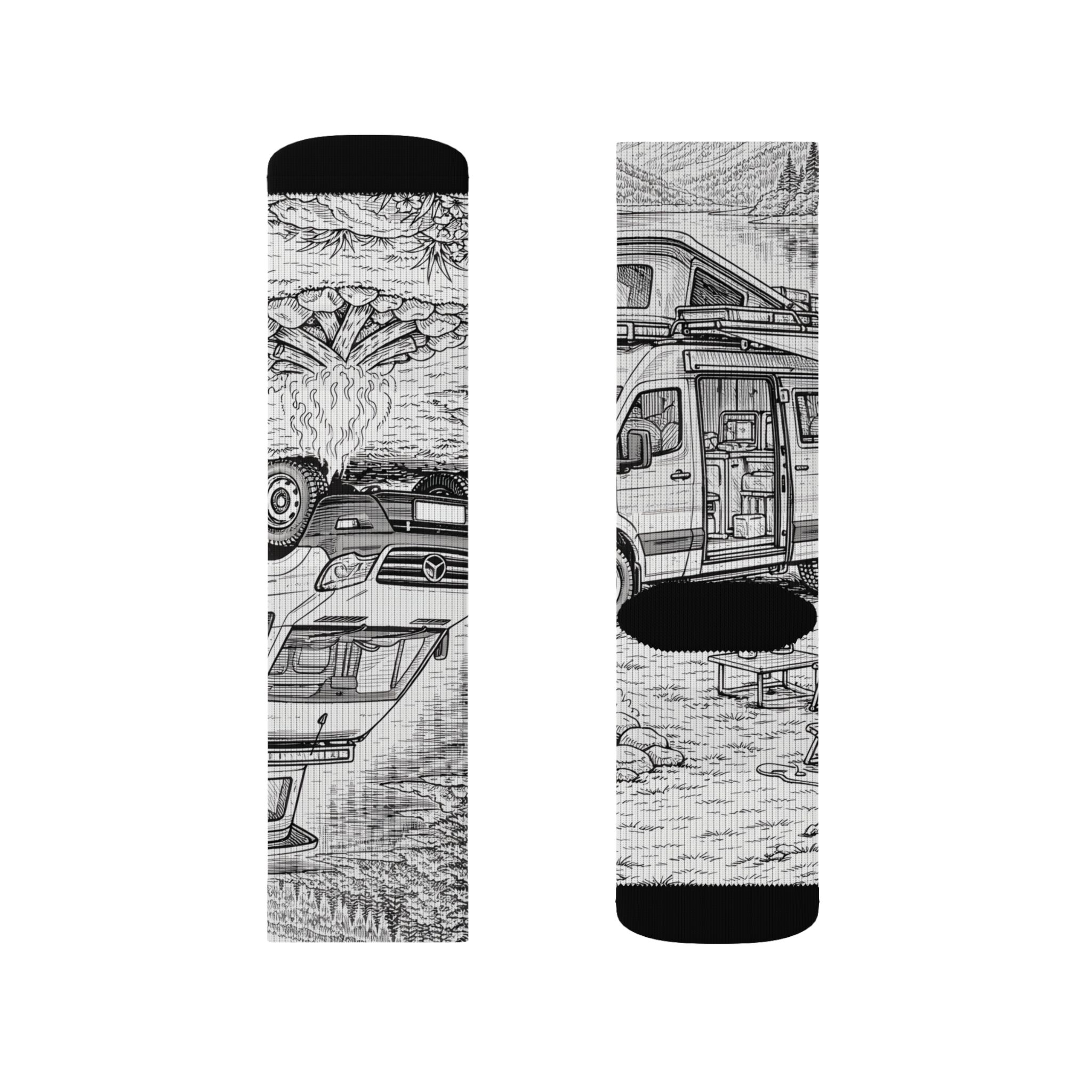 Sublimation Socks — Retro Camper Roadtrip Crew Socks