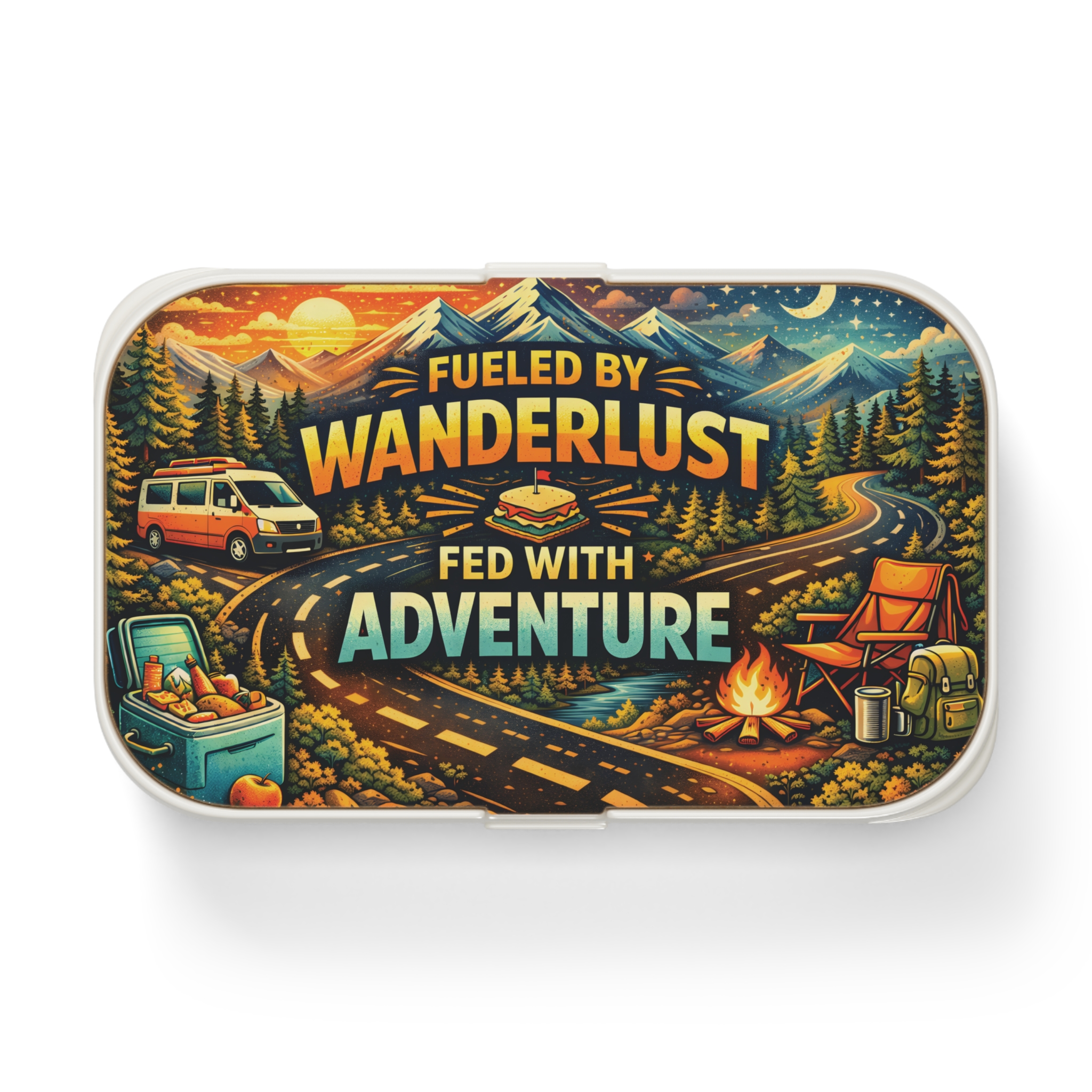 Adventure Camper Bento Box — "Fueled by Wanderlust, Fed with Adventure" Travel Lunchbox