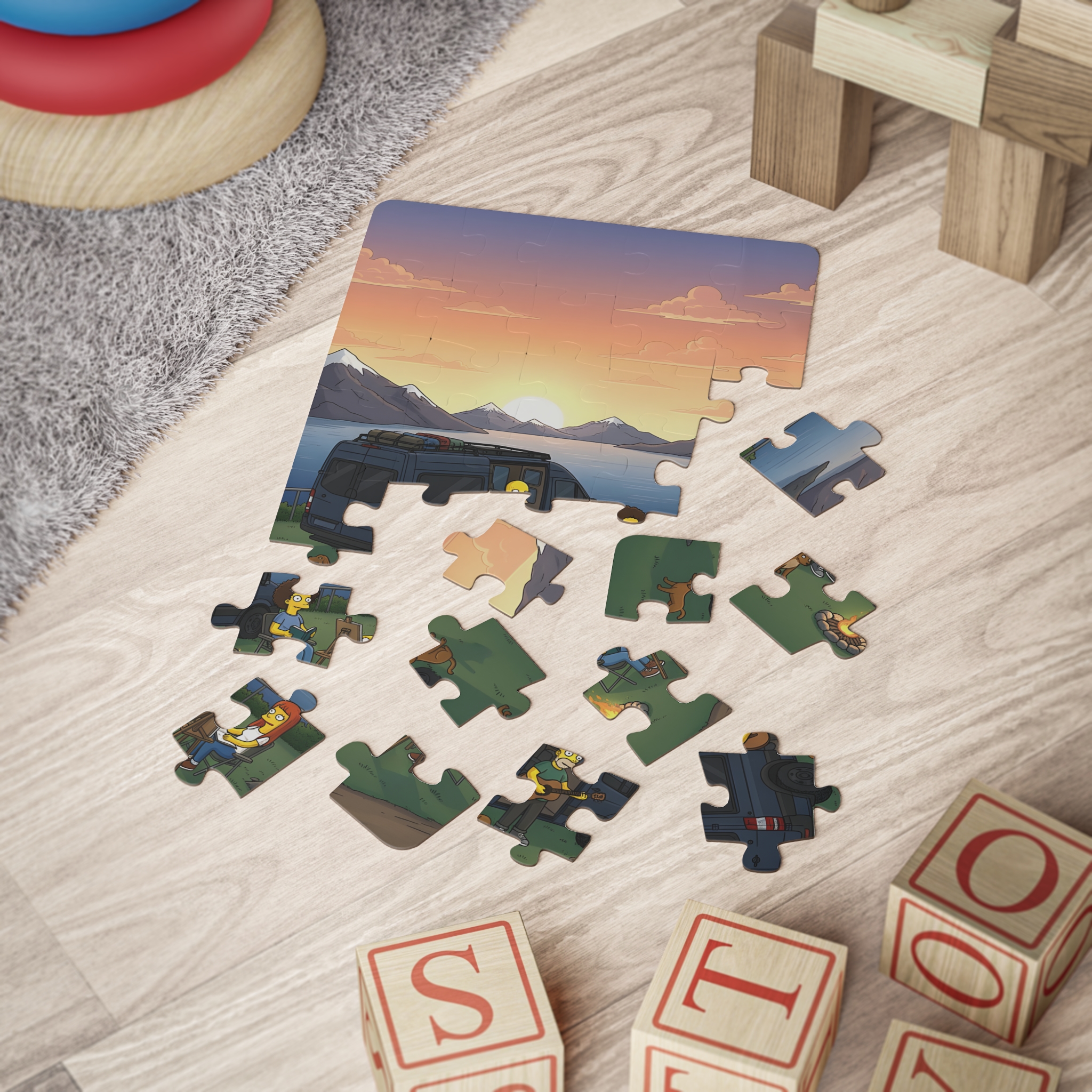 Kids' 30‑Piece Camping Puzzle — Family Van Camping Scene