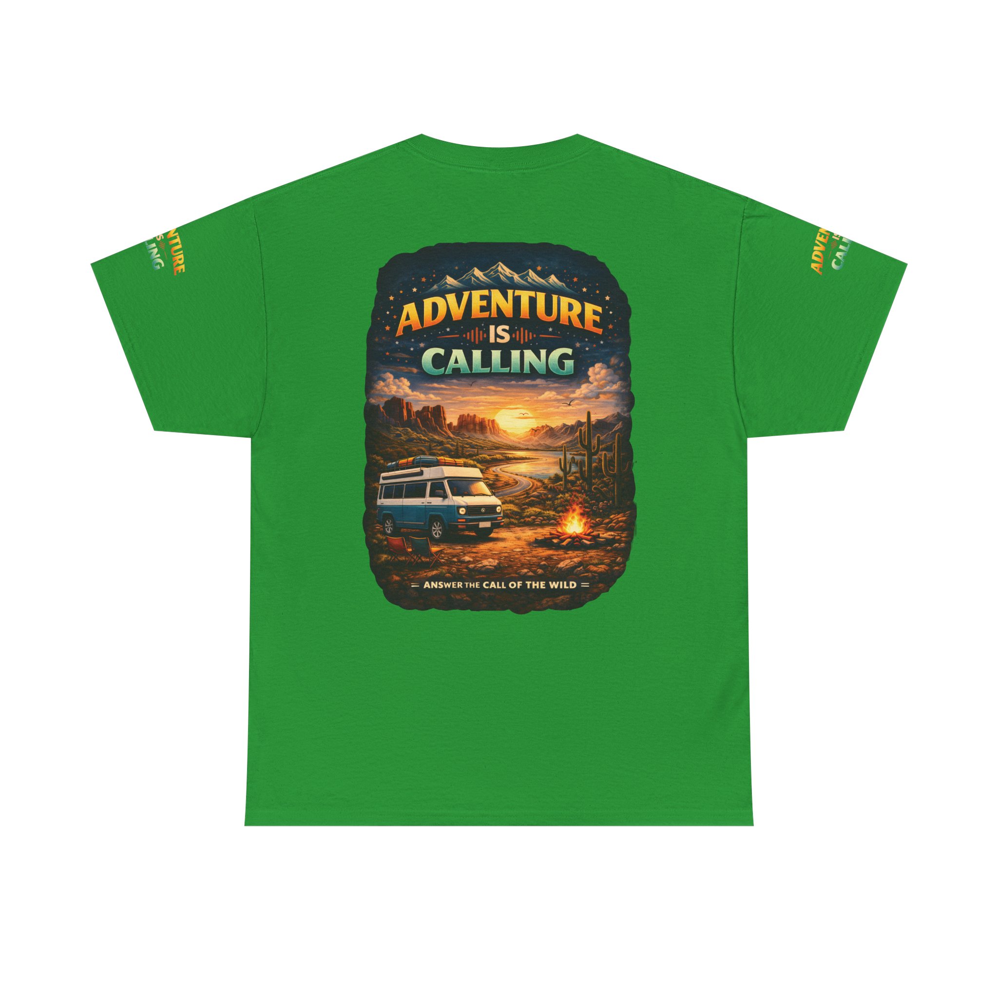 Unisex Heavy Cotton Tee — "Adventure Is Calling" Design Scenic-Line