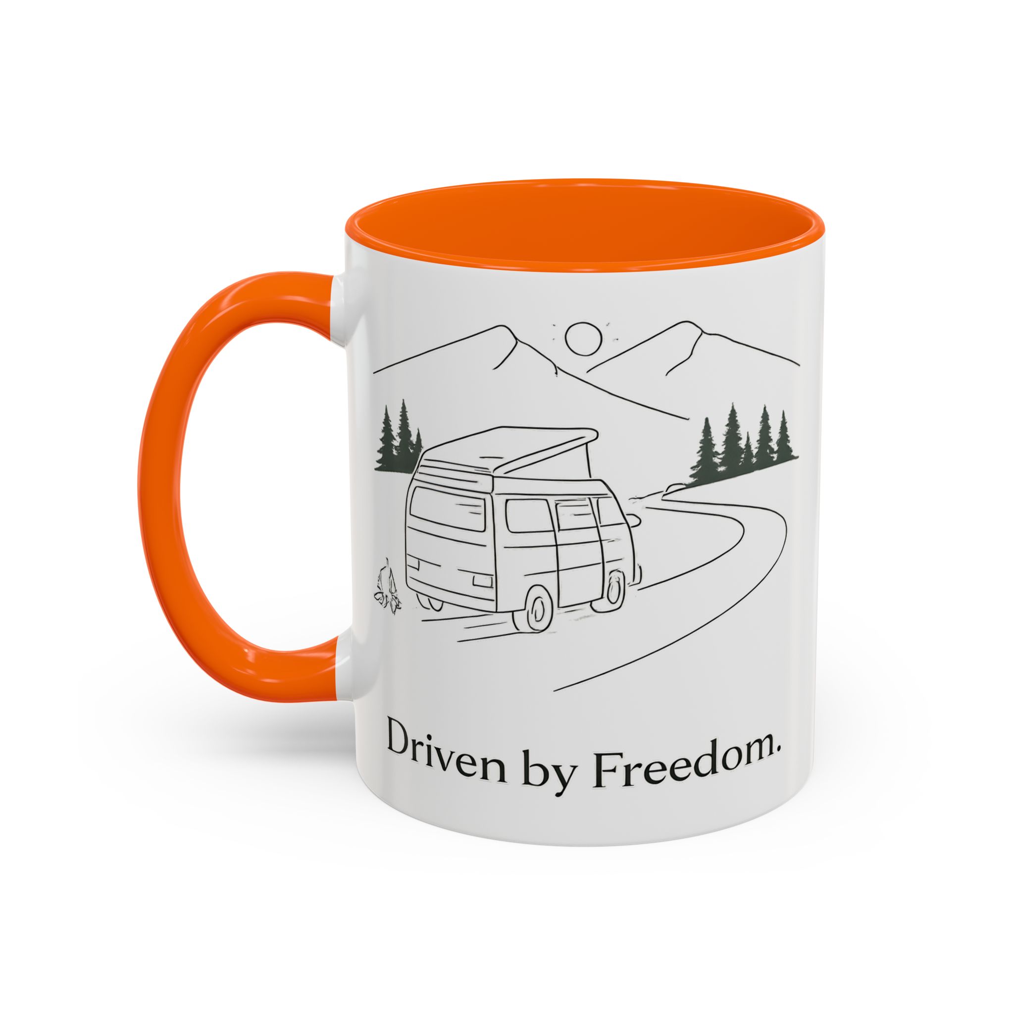 Accent Coffee Mug (11, 15oz) — "Driven By Freedom" Design Minimal-Line