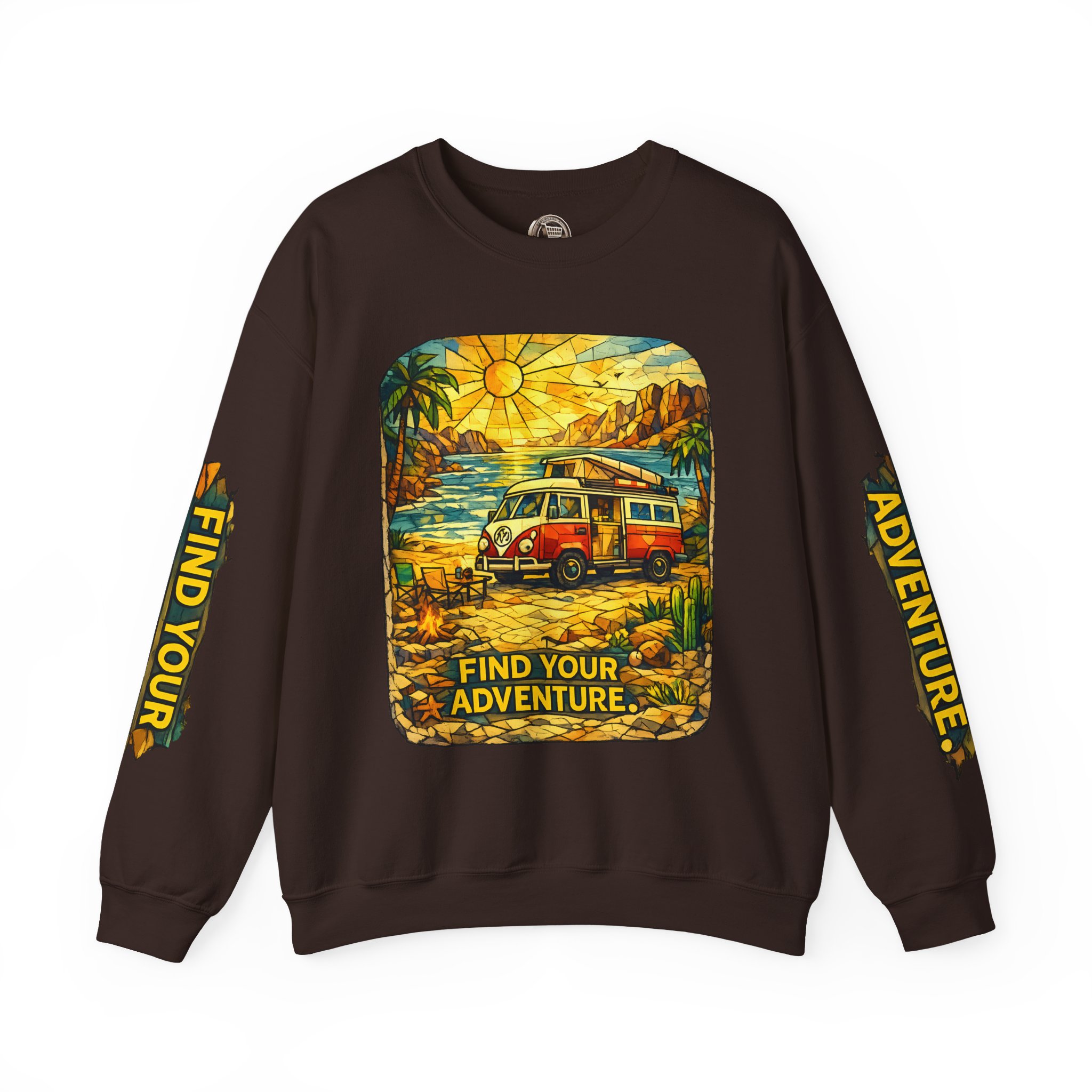 Unisex Heavy Blend™ Crewneck Sweatshirt — "Find Your Adventure" Design Cubic-Line