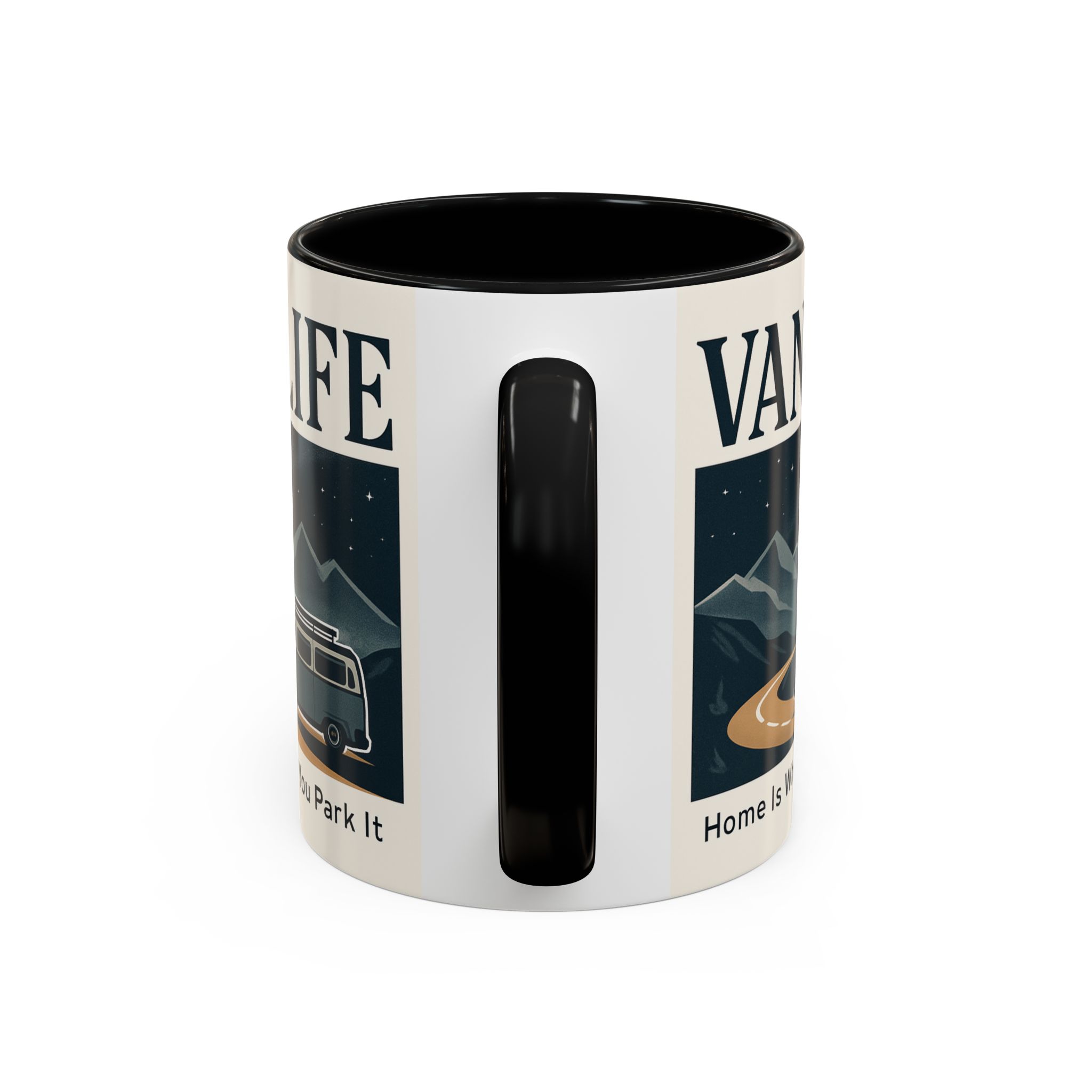 Coffee Mug — "Vanlife - Home Is Where You Park It" Accent Campervan Travel Mug