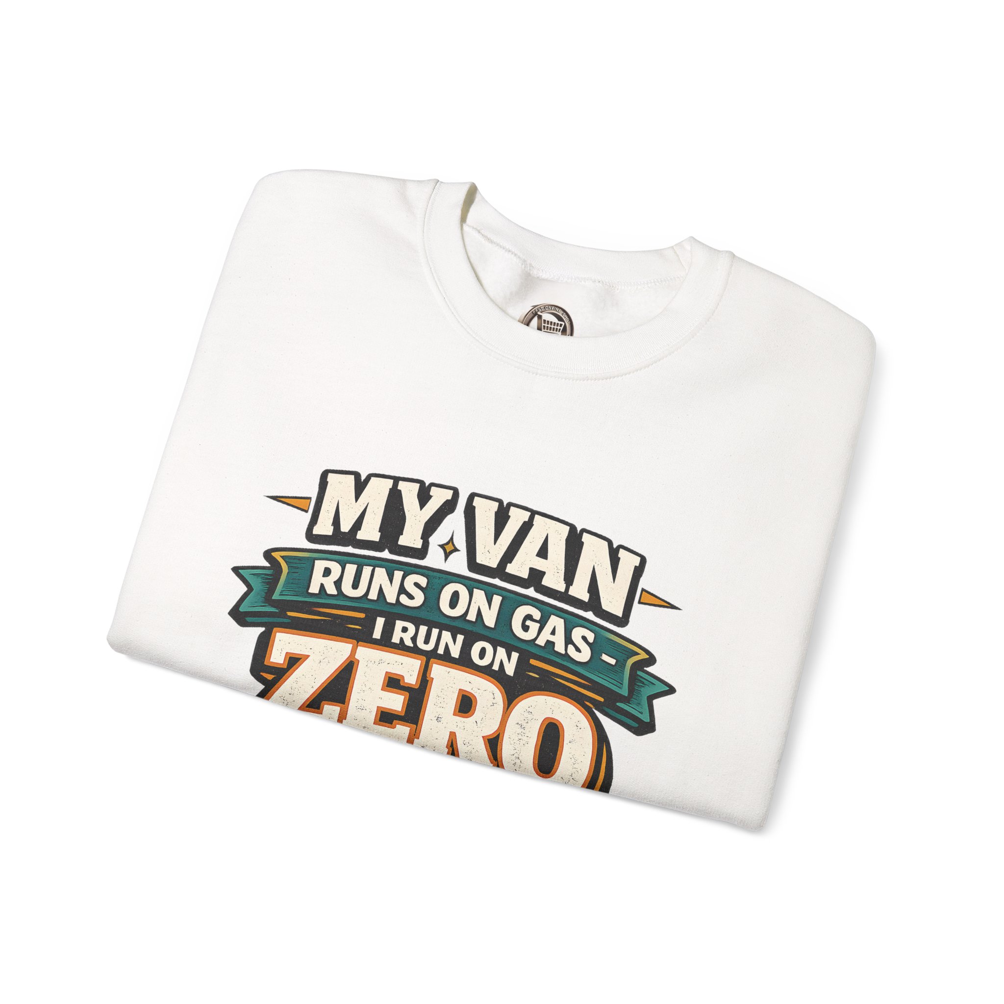 Unisex Heavy Blend™ Crewneck Sweatshirt — "My Van Runs On Gas" Design F**K-Line