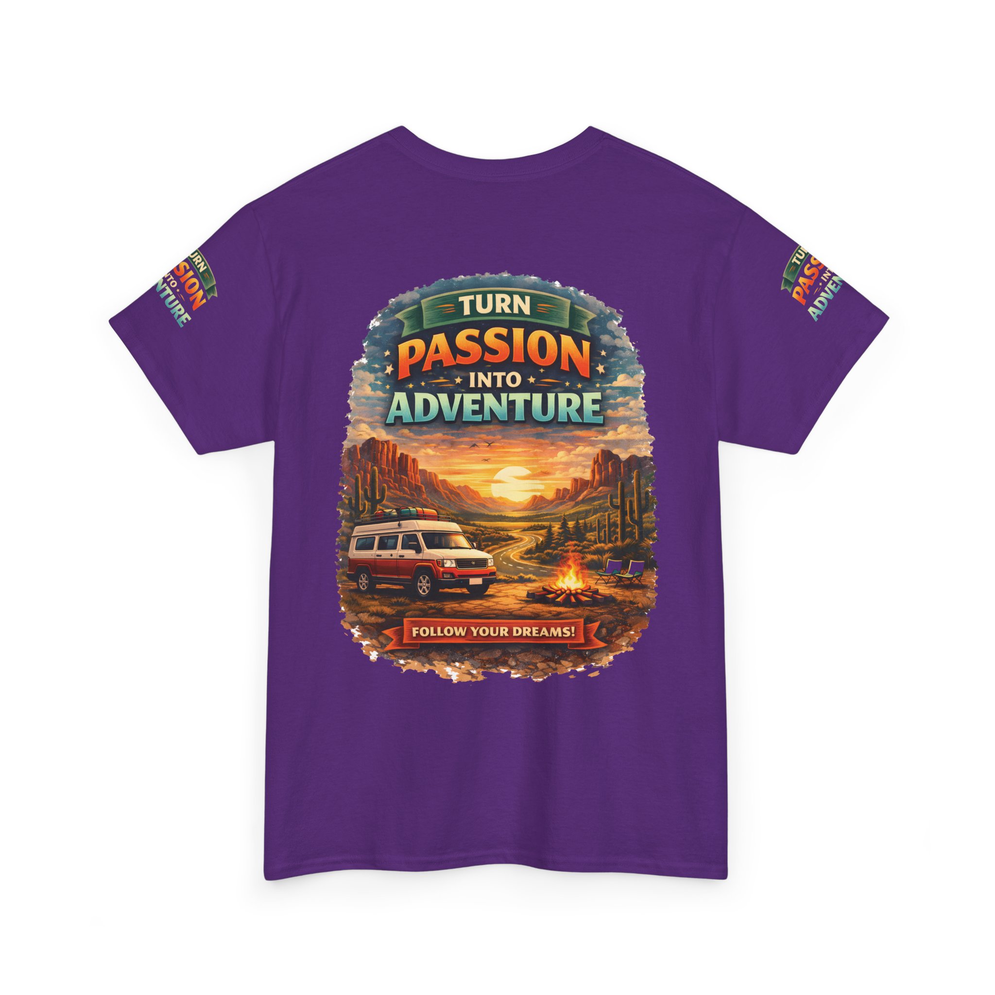 Unisex Heavy Cotton Tee — "Turn Passion Into Adventure" Design Scenic-Line
