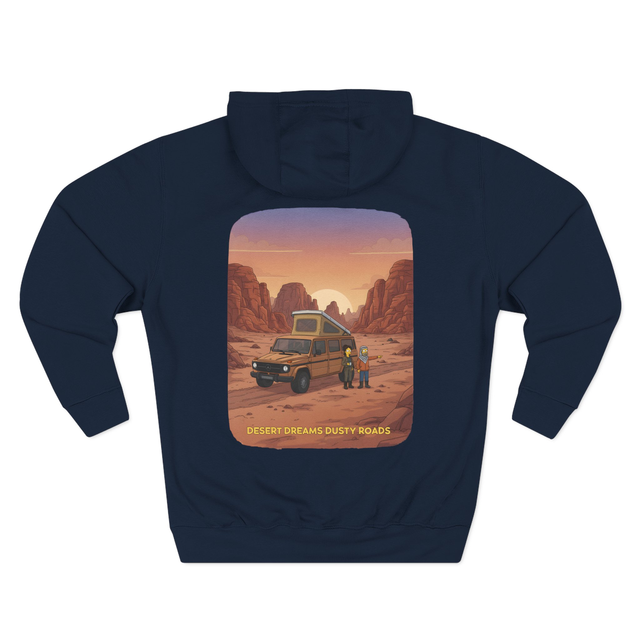 Three-Panel Fleece Hoodie - "Desert Dreams Dusty Roads" Design Sitcom-Line