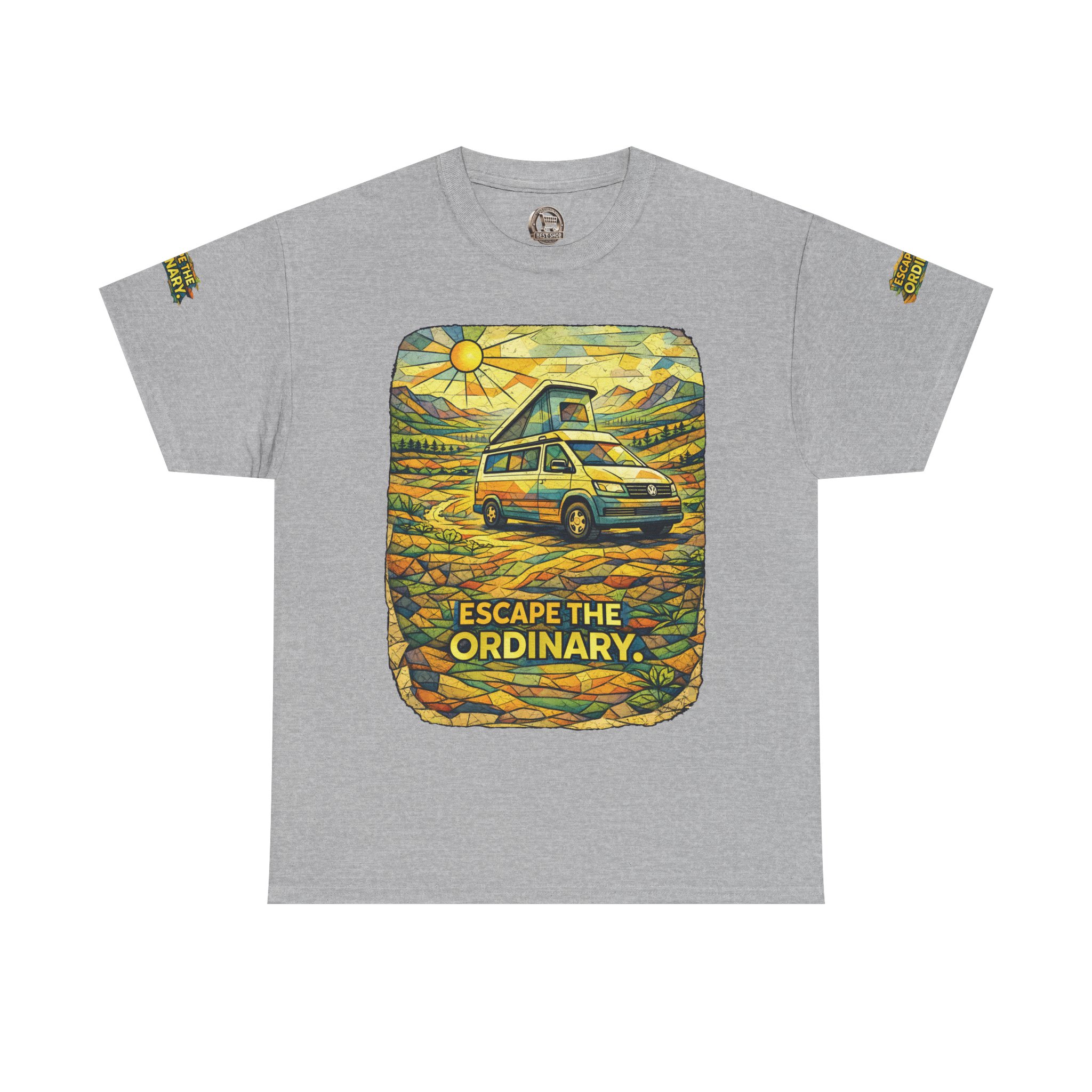 3891467826474544884_2048.jpeg Unisex Heavy Cotton Tee — "Escape The Ordinary" Design Cubic-Line