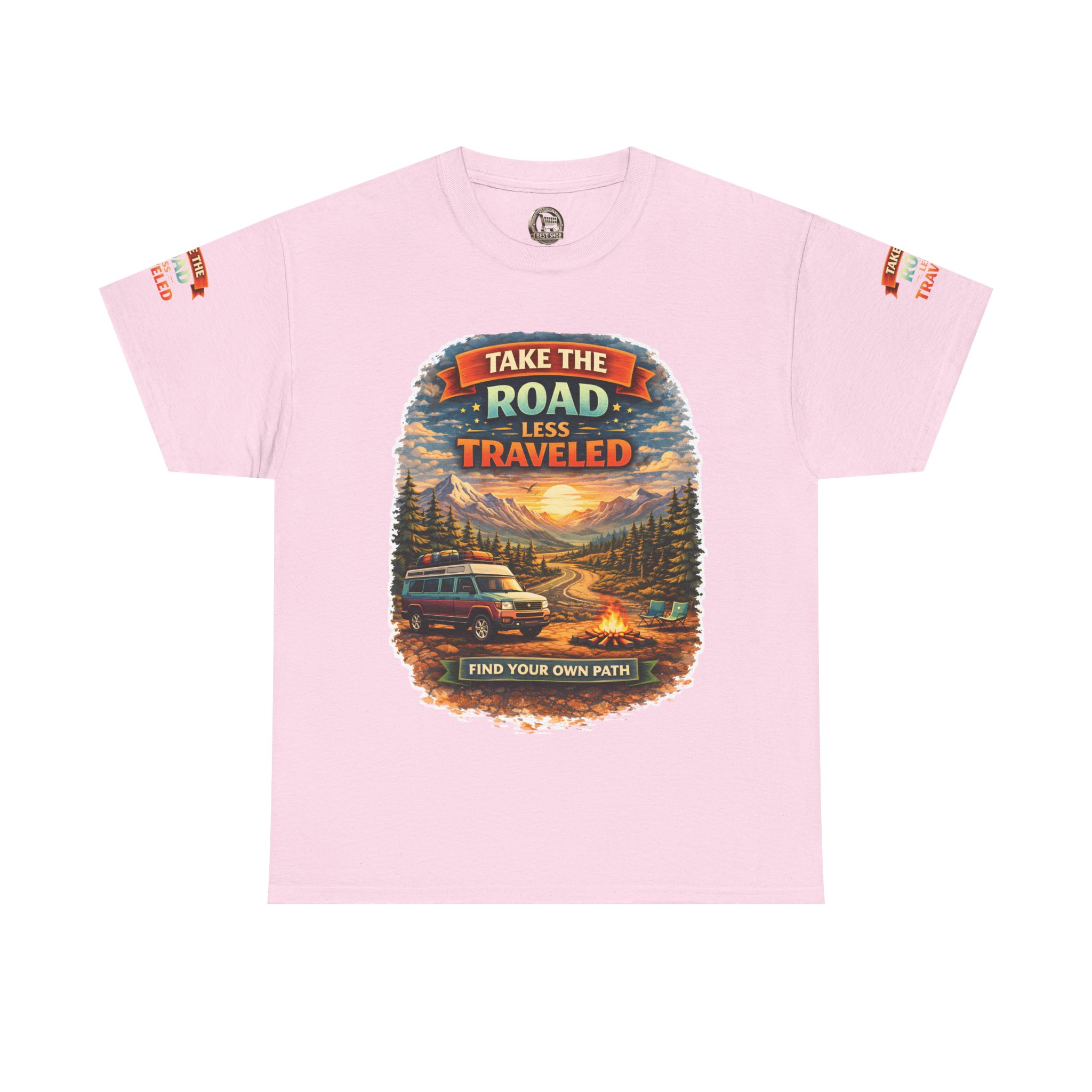 Unisex Heavy Cotton Tee — "Take The Road Less Traveled" Design Scenic-Line
