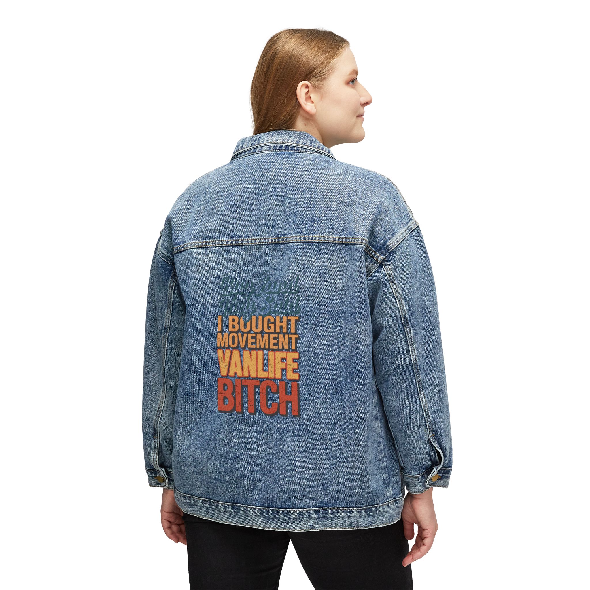 Women's Denim Jacket — "Buy Land They Said" Design F**K-Line