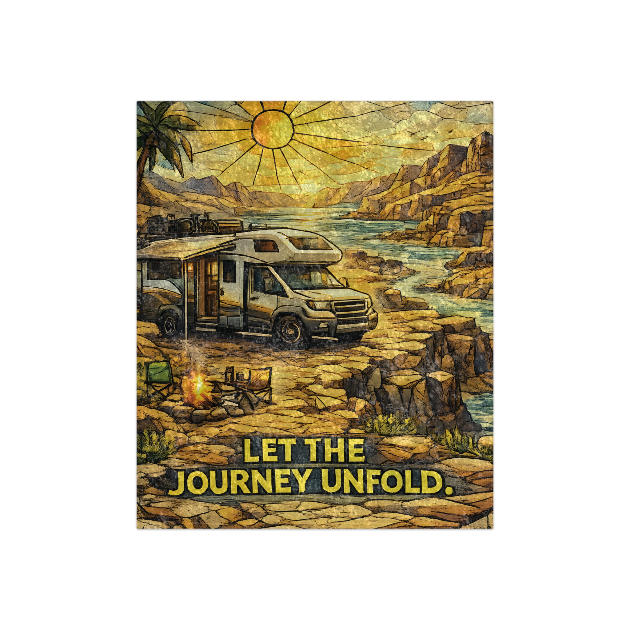 389710247716259046_2048.jpeg Crushed Velvet Blanket —"Let The Journey Unfold" Design Cubic-Line (Campervan)