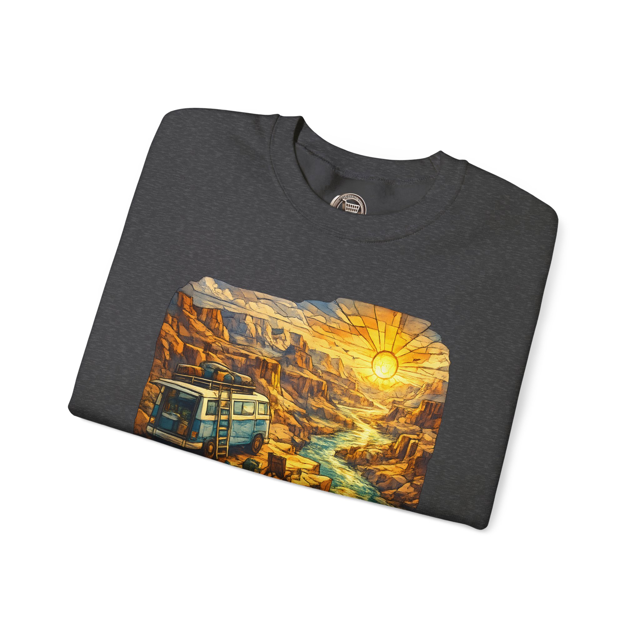 3901513638330801542_2048.jpeg Unisex Heavy Blend™ Crewneck Sweatshirt — "Chase The Sun And Follow The Wind" Design Cubic-Line