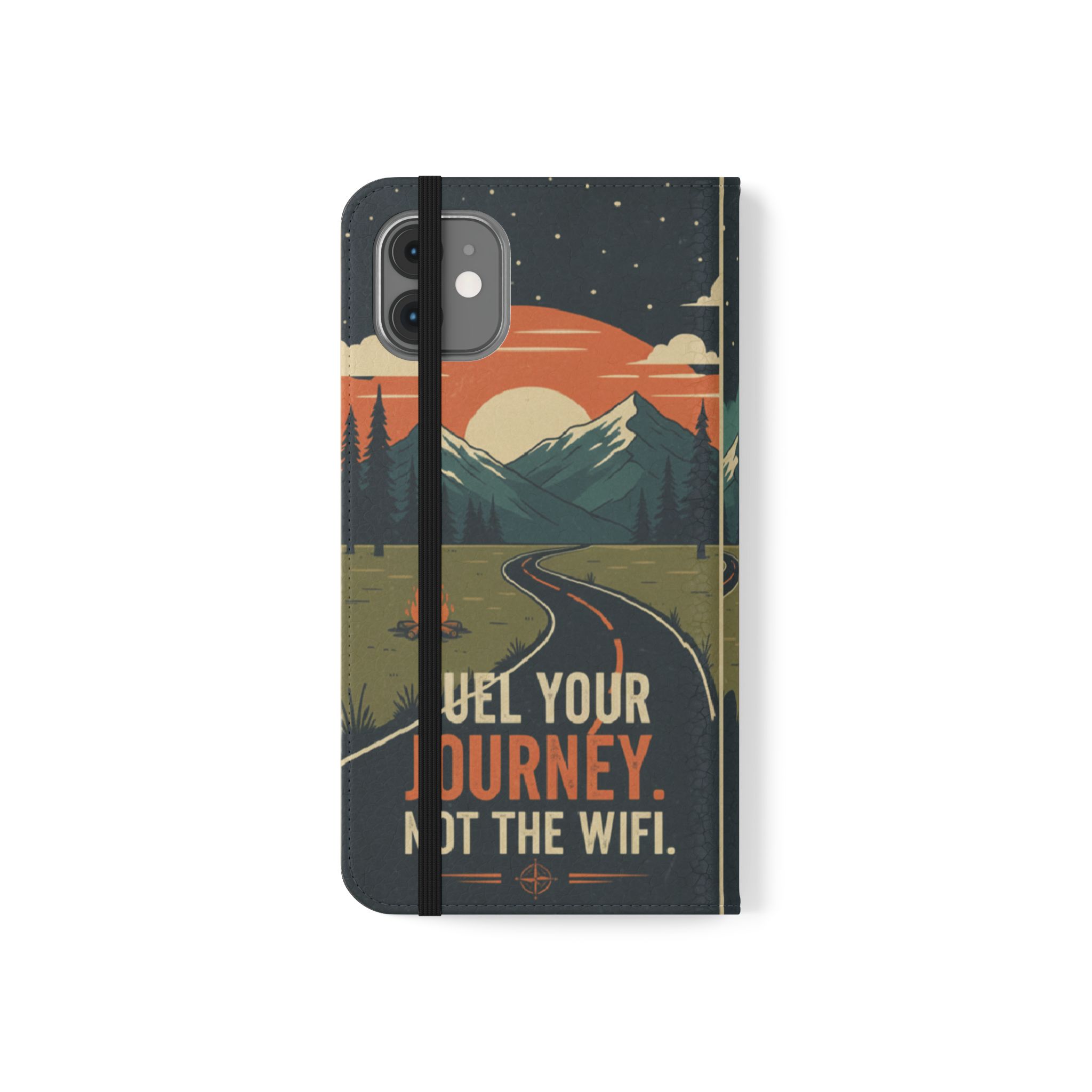 Flip Phone Case — "Fuel Your Journey, Not the Wifi" Wallet Cover