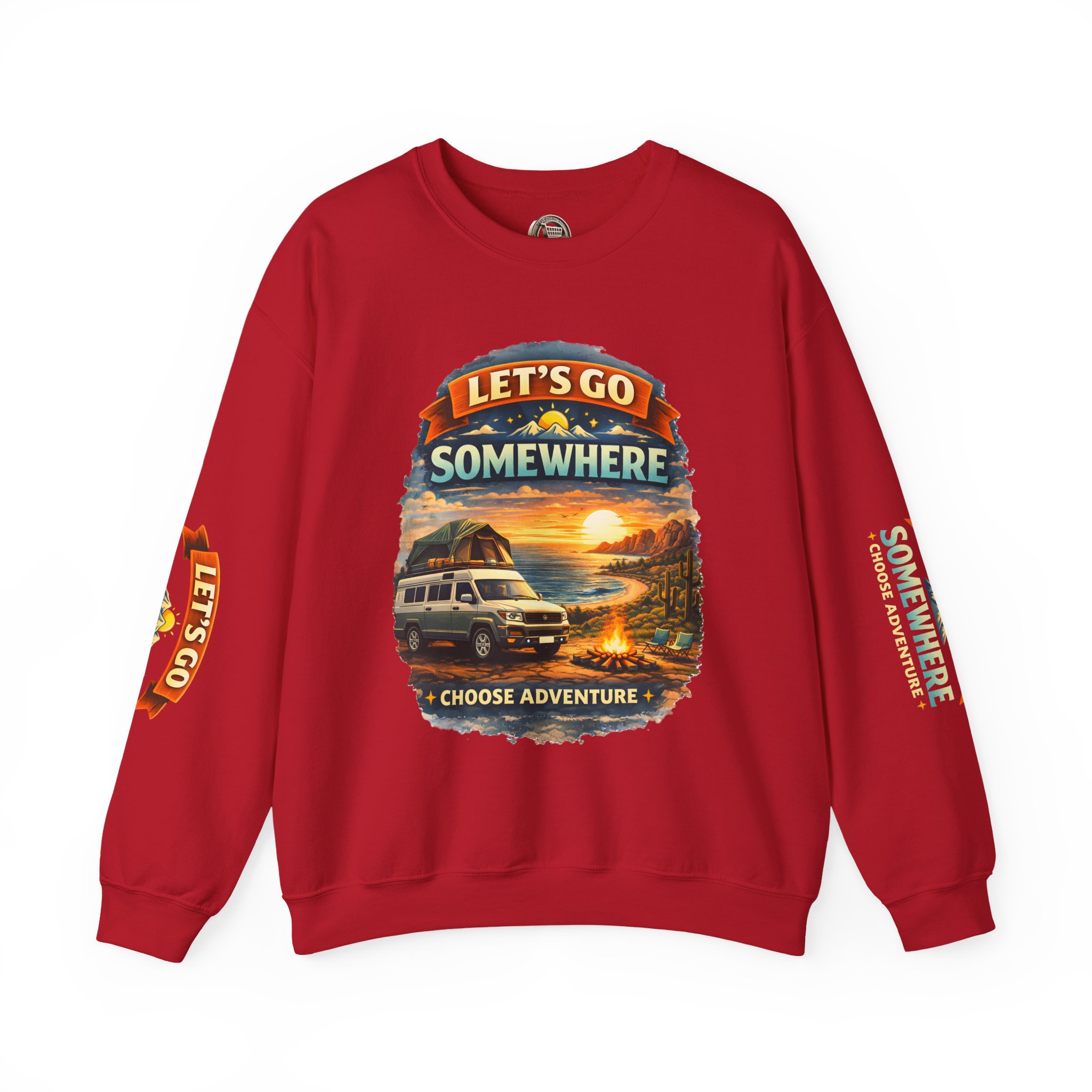 Unisex Heavy Blend™ Crewneck Sweatshirt — "Lets Go Somewhere" Design Scenic-Line