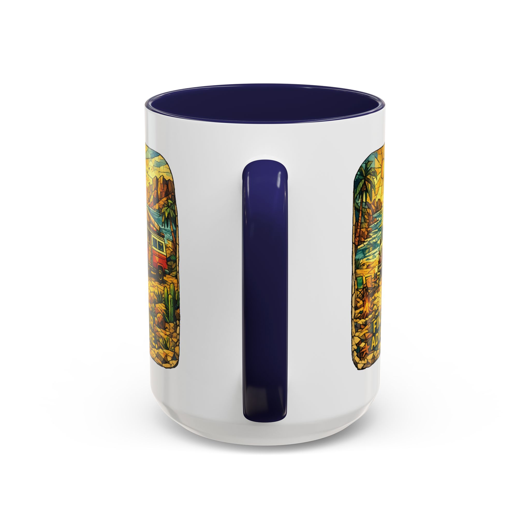 Accent Coffee Mug (11, 15oz) — ""Find Your Adventure"" Design Cubic-Line