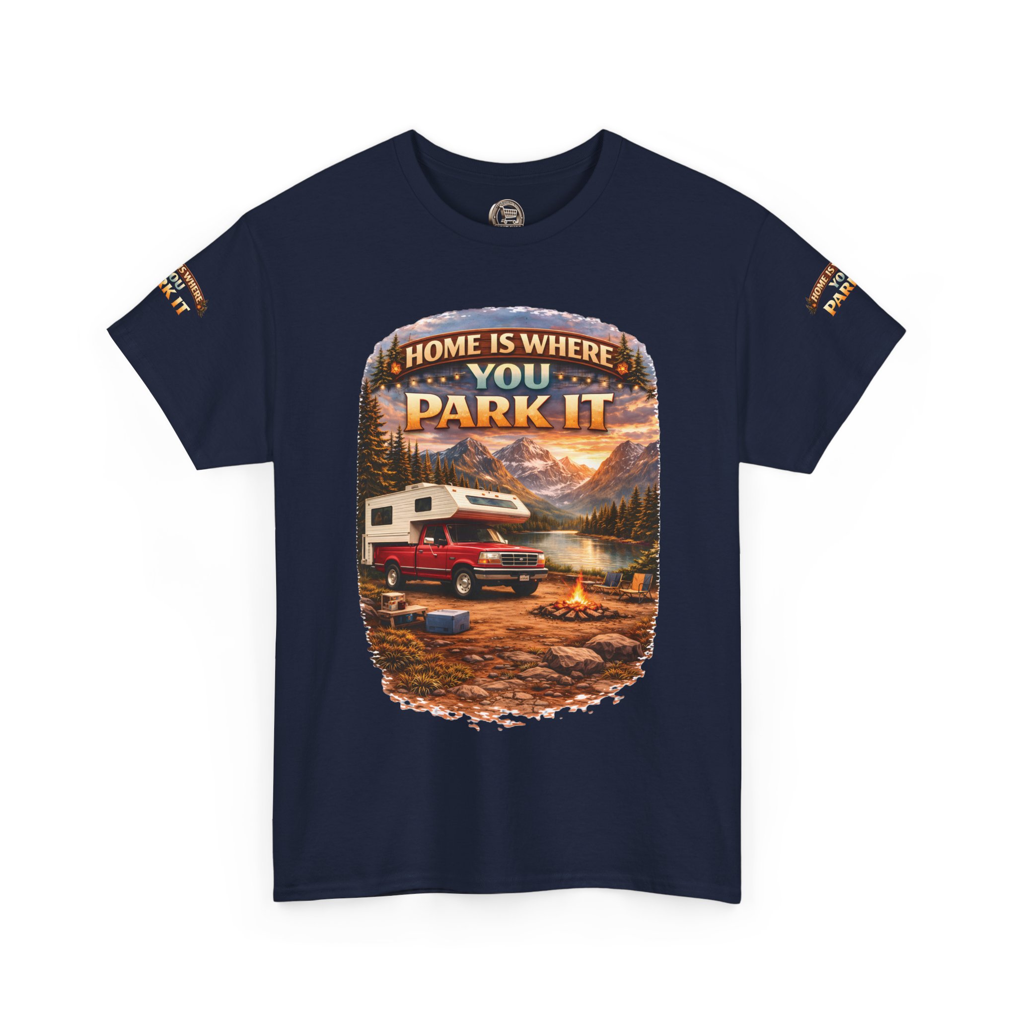 3910179290058162198_2048.jpeg Unisex Heavy Cotton Tee — "Home Is Where You Park It" Design Scenic-Line