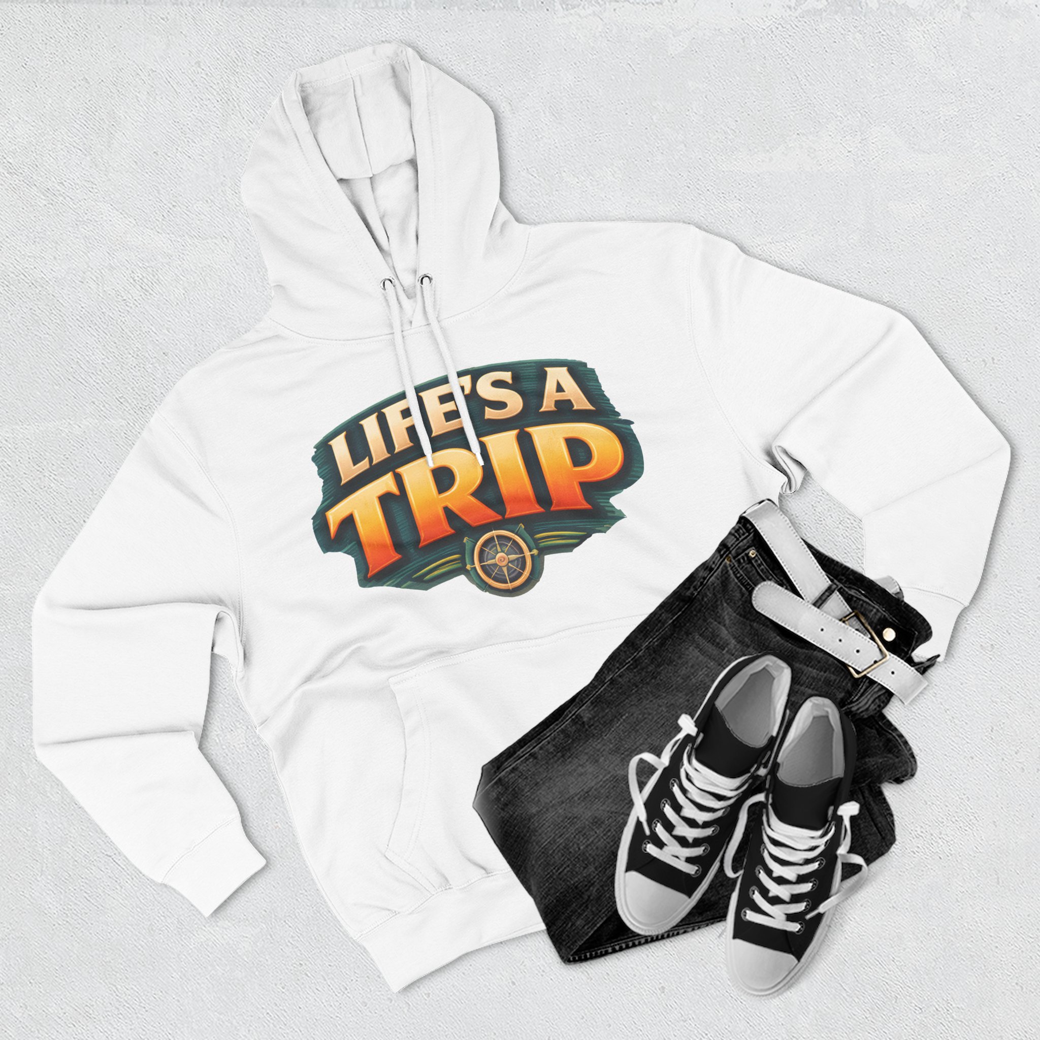 Three-Panel Fleece Hoodie - "Life s A Trip" Design Scenic-Line