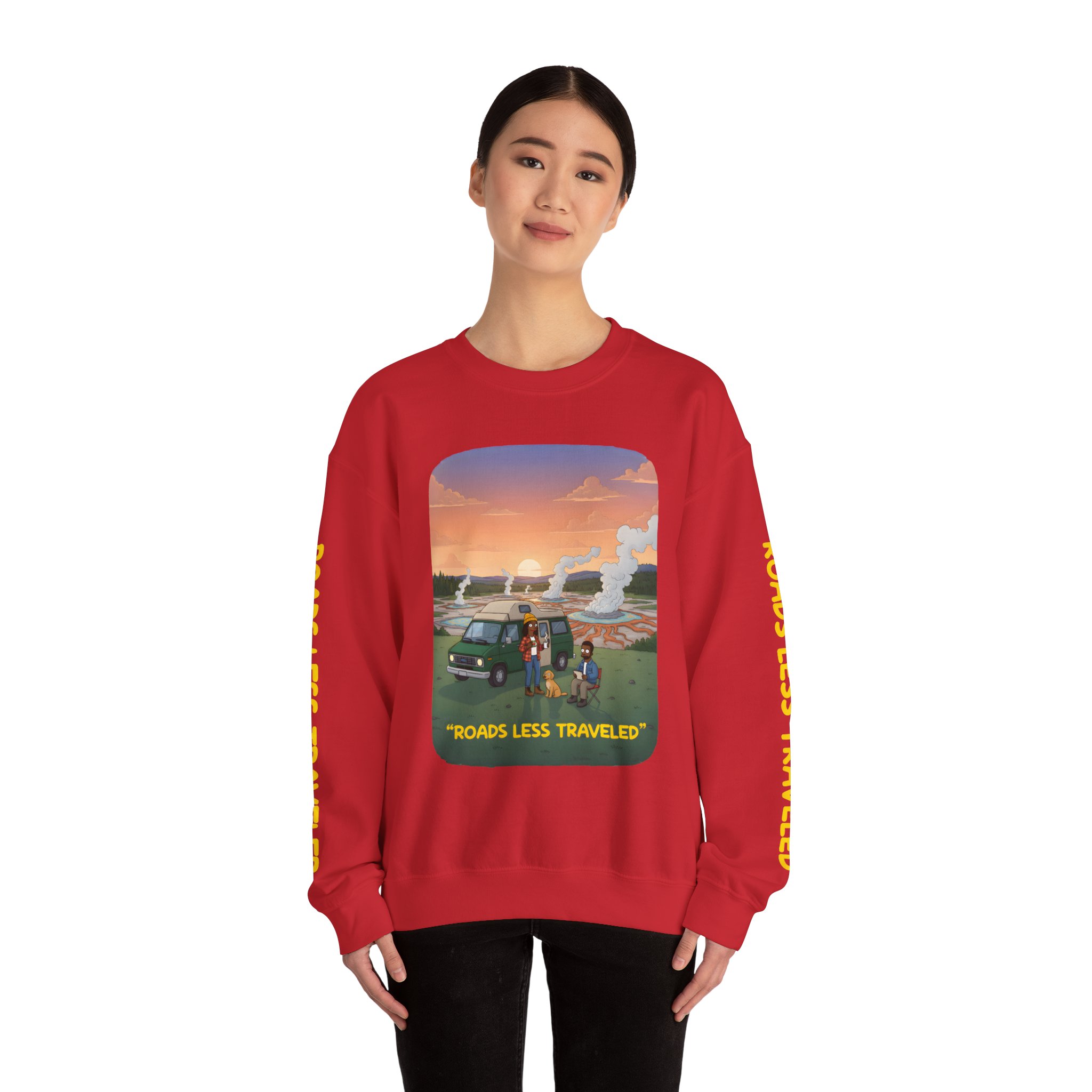 Unisex Heavy Blend™ Crewneck Sweatshirt — "Roads Less Traveled" Design Sitcom-Line