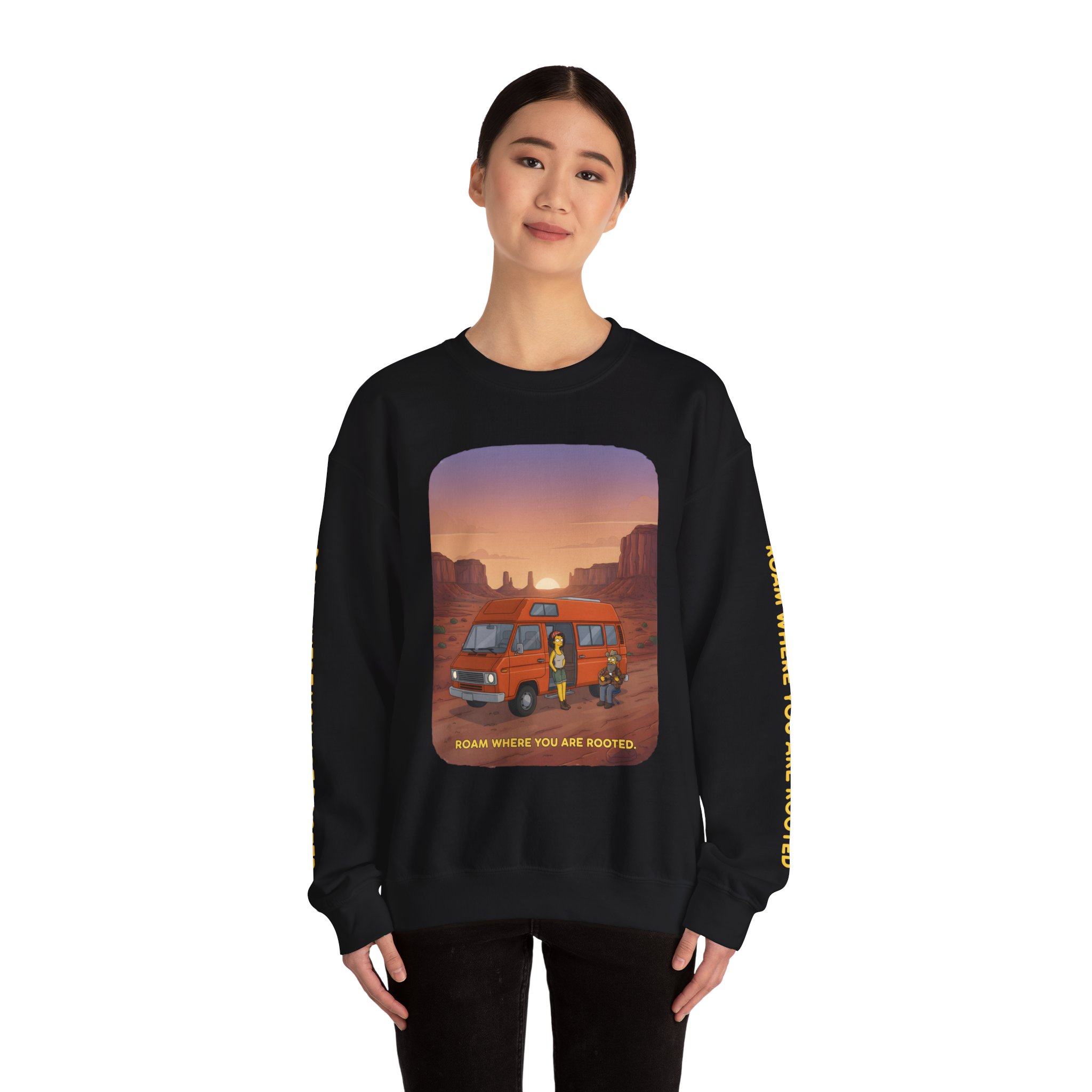 3913786026552017021_2048.jpeg Unisex Heavy Blend™ Crewneck Sweatshirt — "Roam Where You Are Rooted" Design Sitcom-Line
