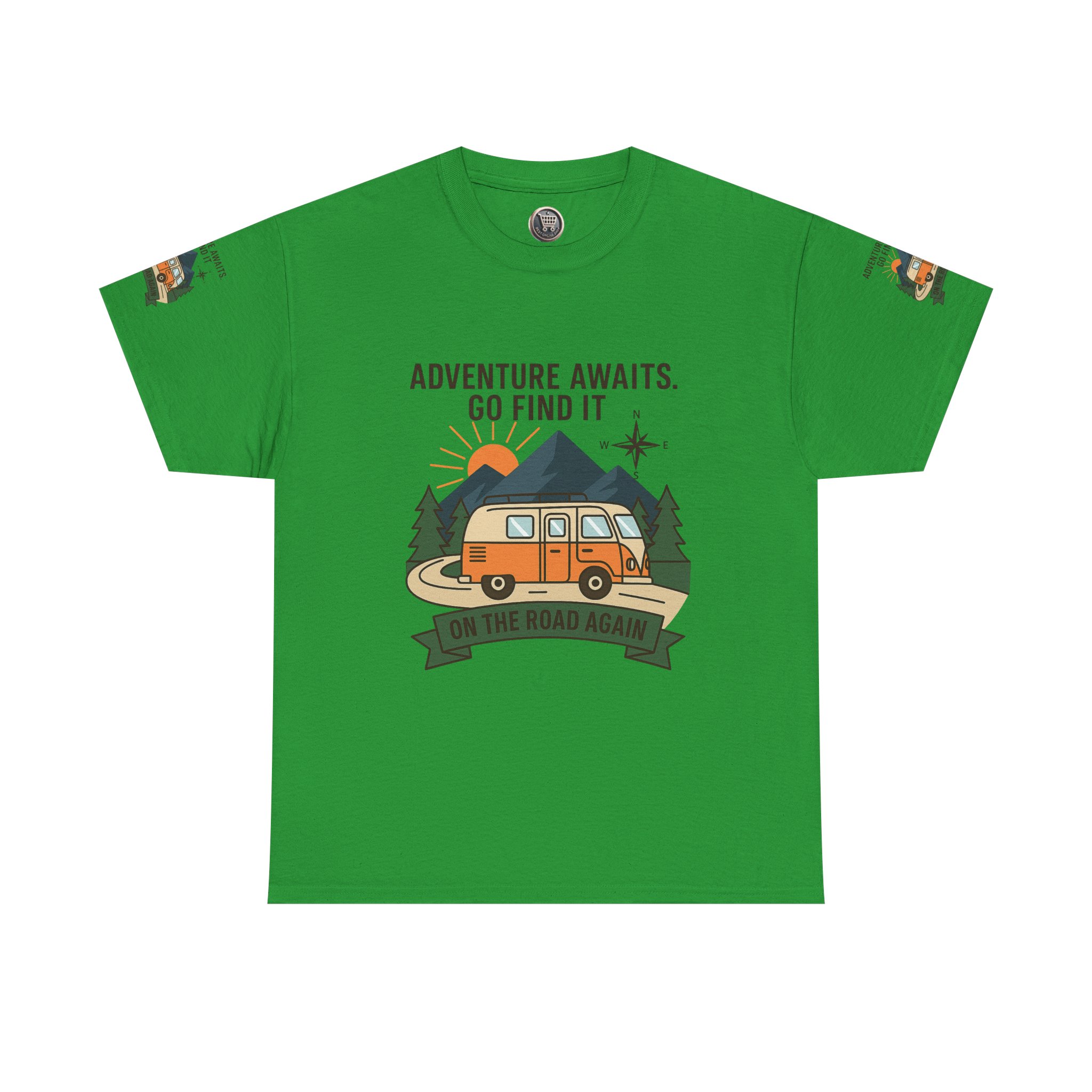 3915107393780422467_2048.jpeg Unisex Heavy Cotton Tee — 'Adventure Awaits. Go Find It' Camper Van T‑Shirt