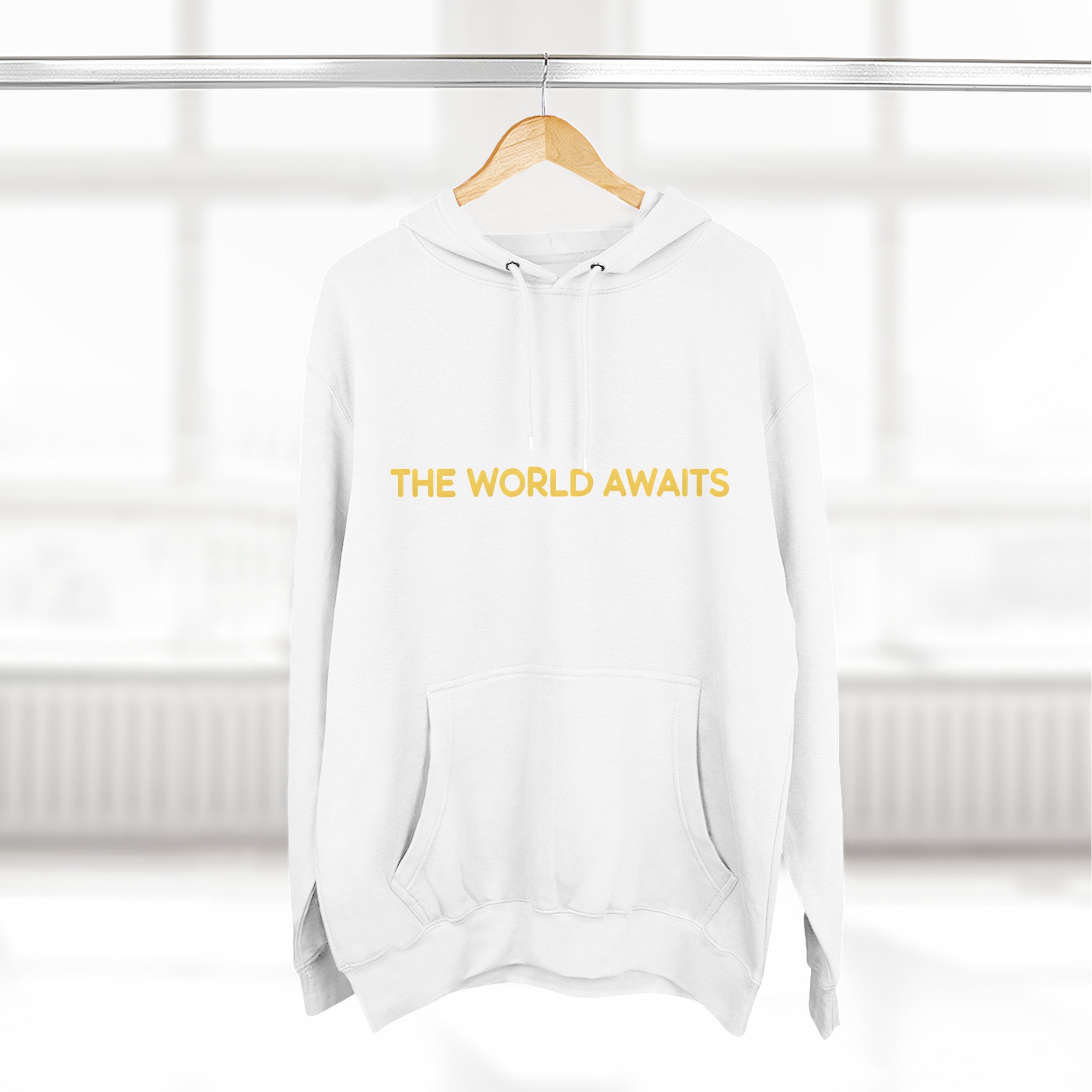 Three-Panel Fleece Hoodie - "The World Awaits" Design Sitcom-Line