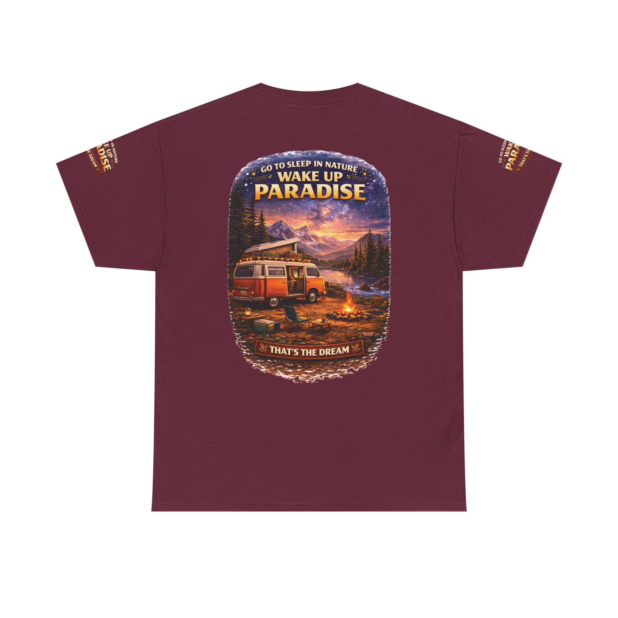 Unisex Heavy Cotton Tee — "Go Sleep In Nature" Design Scenic-Line