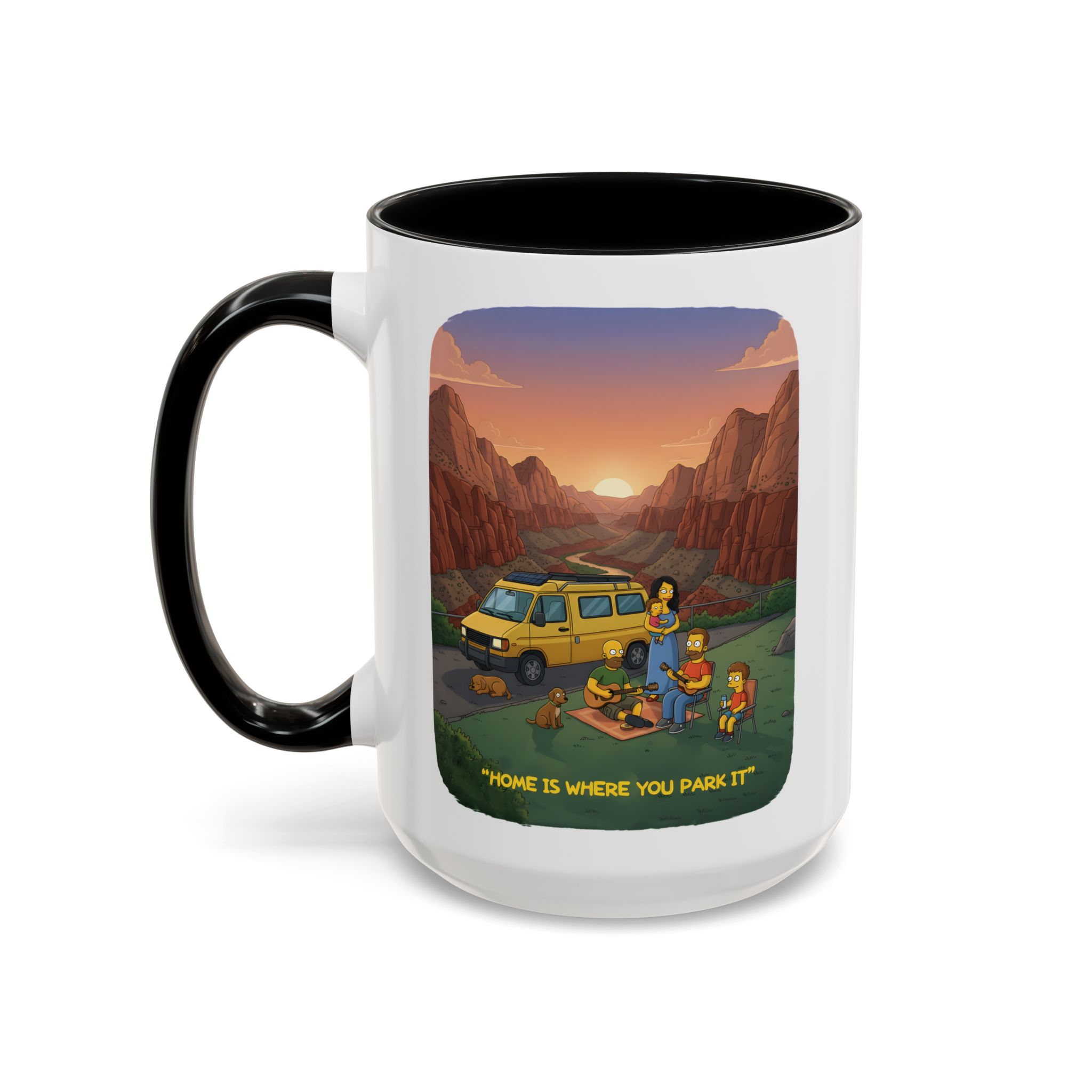 Accent Coffee Mug (11, 15oz) — "Home Is Where You Park It" Design Sitcom-Line