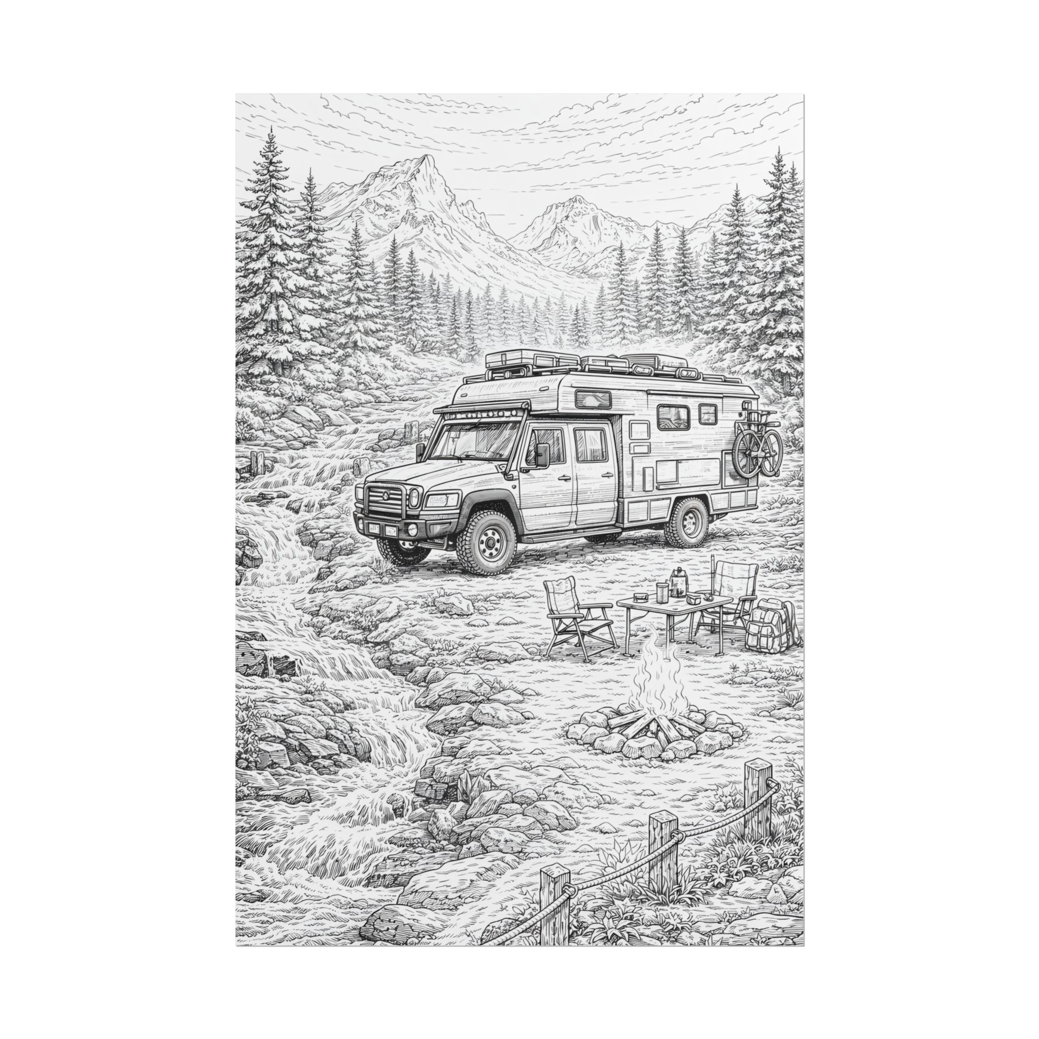 Campervan Poster — Vintage RV Camping Landscape Wall Art