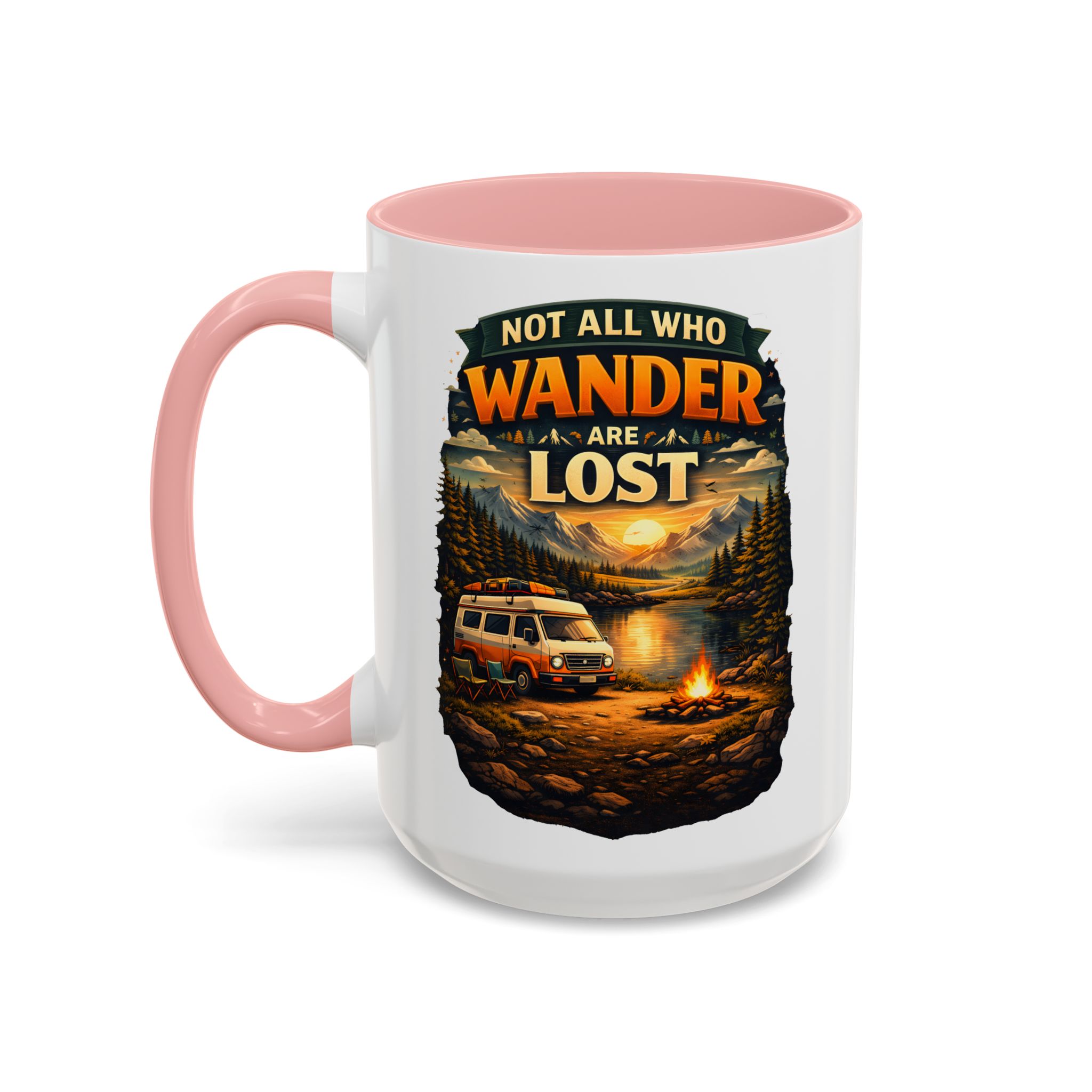 Accent Coffee Mug (11, 15oz) — "Not All Who Wander Are Lost" Design Scenic-Line