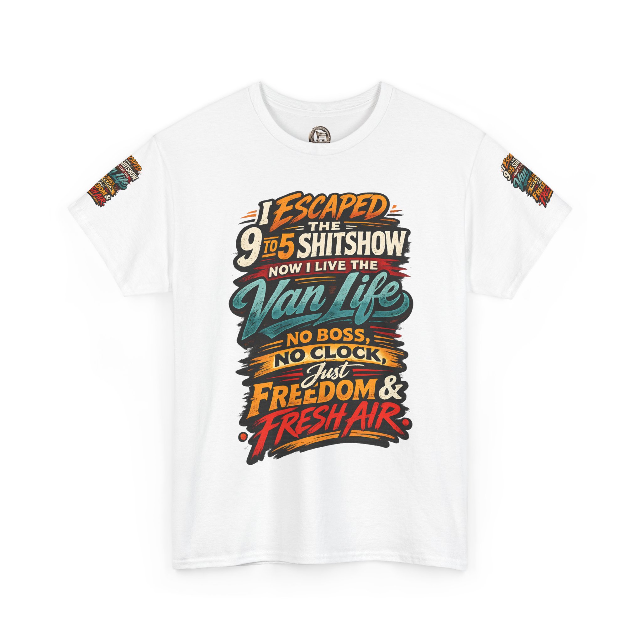 Unisex Heavy Cotton Tee — "I Escaped The 9 To 5" Design F**K-Line