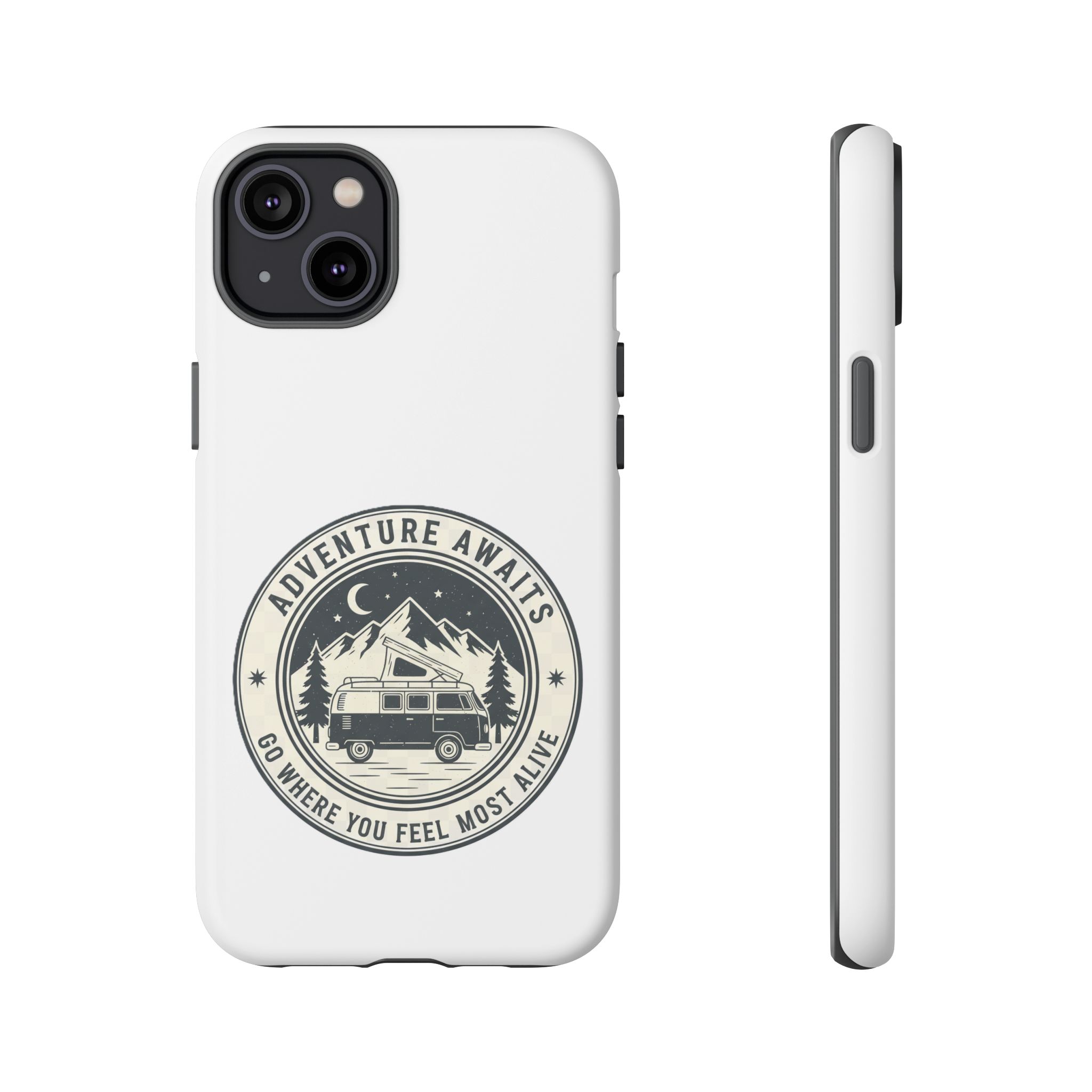 Phone Case — "Adventure Awaits-Go Where You Feel Most Alive" Camper Van Design