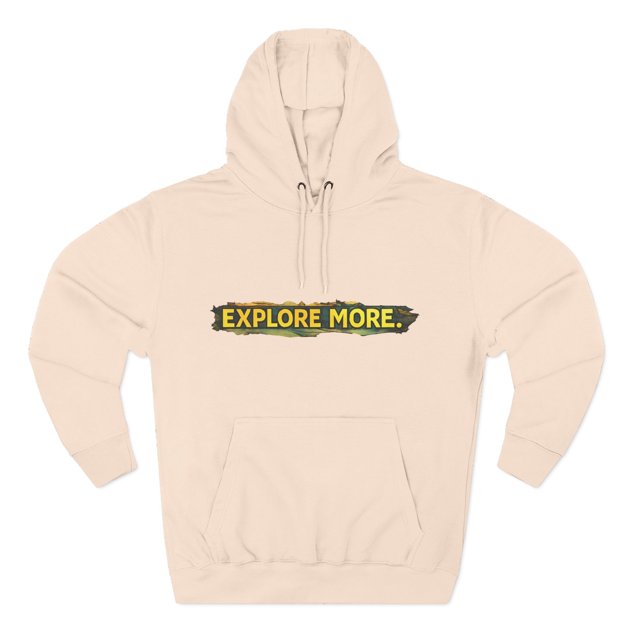 Three-Panel Fleece Hoodie - "Explore More" Design Cubic-Line