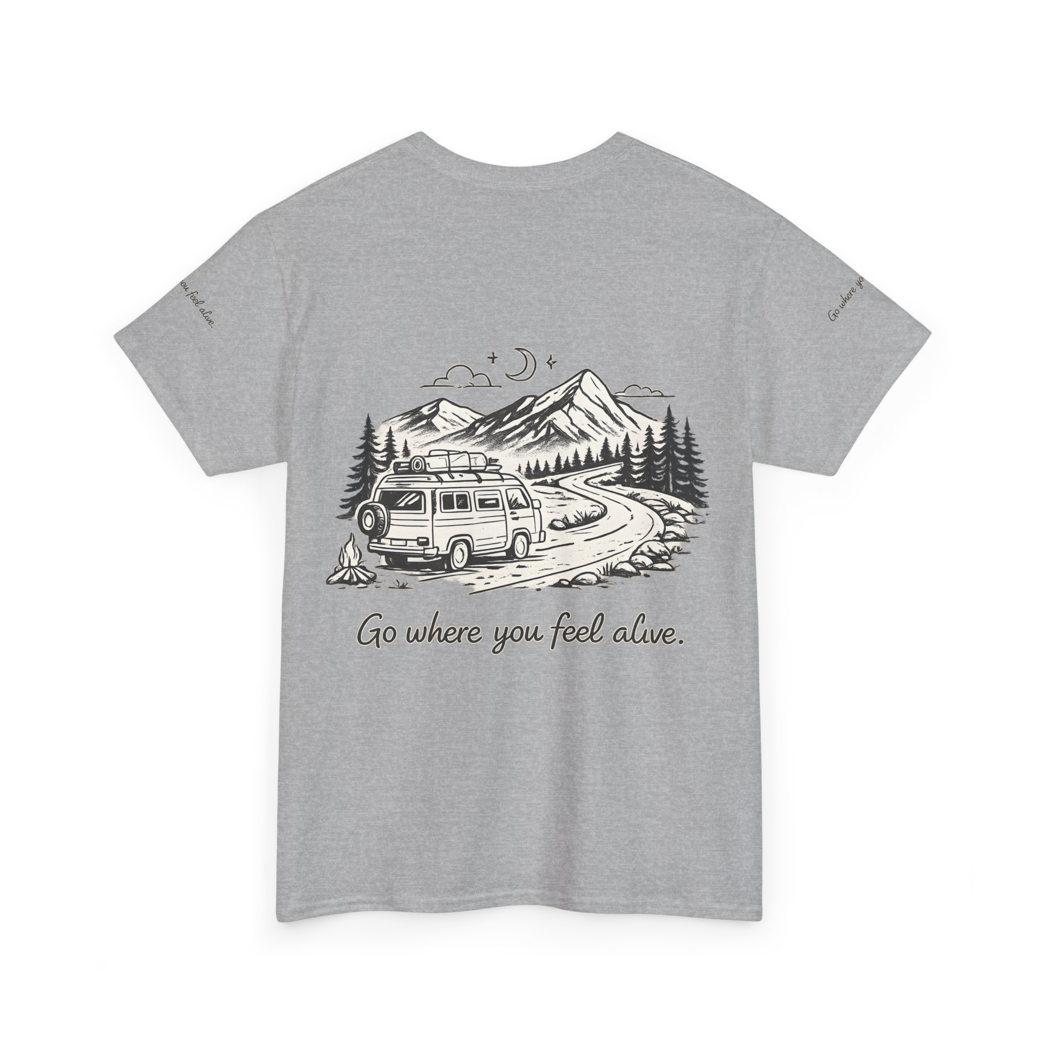 Unisex Heavy Cotton Tee — "Go Where You Feel Alive" Design Minimal-Line