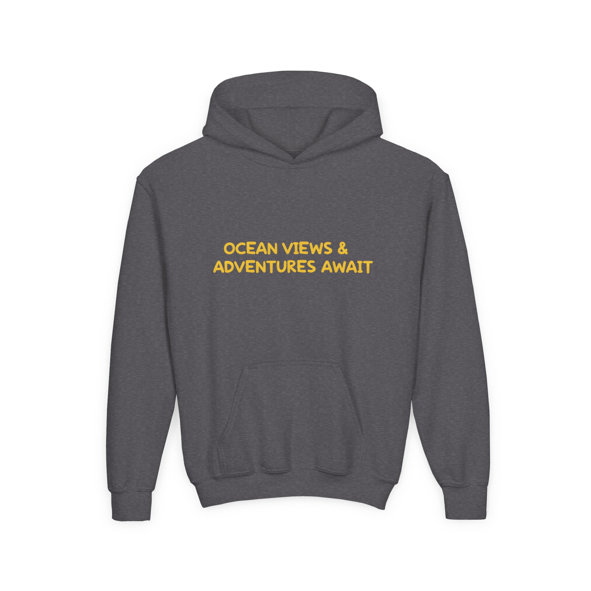 393173133323805014_2048.jpeg Youth Hoodie(Gildan) – "Ocean Views-Adventures Awaits" (Design Sitcom-Line)