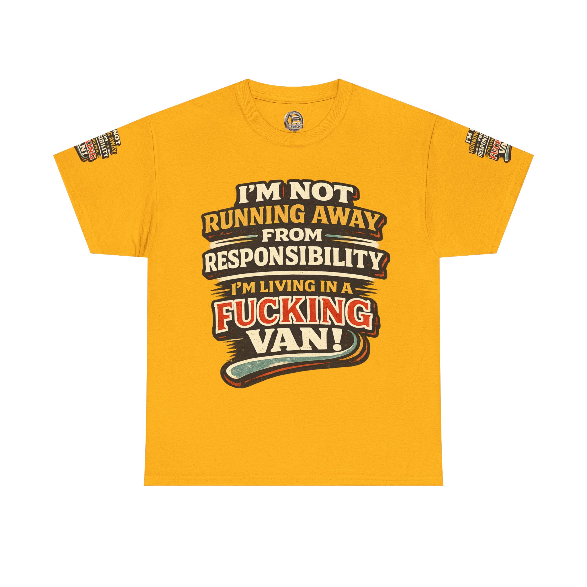 Unisex Heavy Cotton Tee — "I`m Not running Away" Design F**K-Line