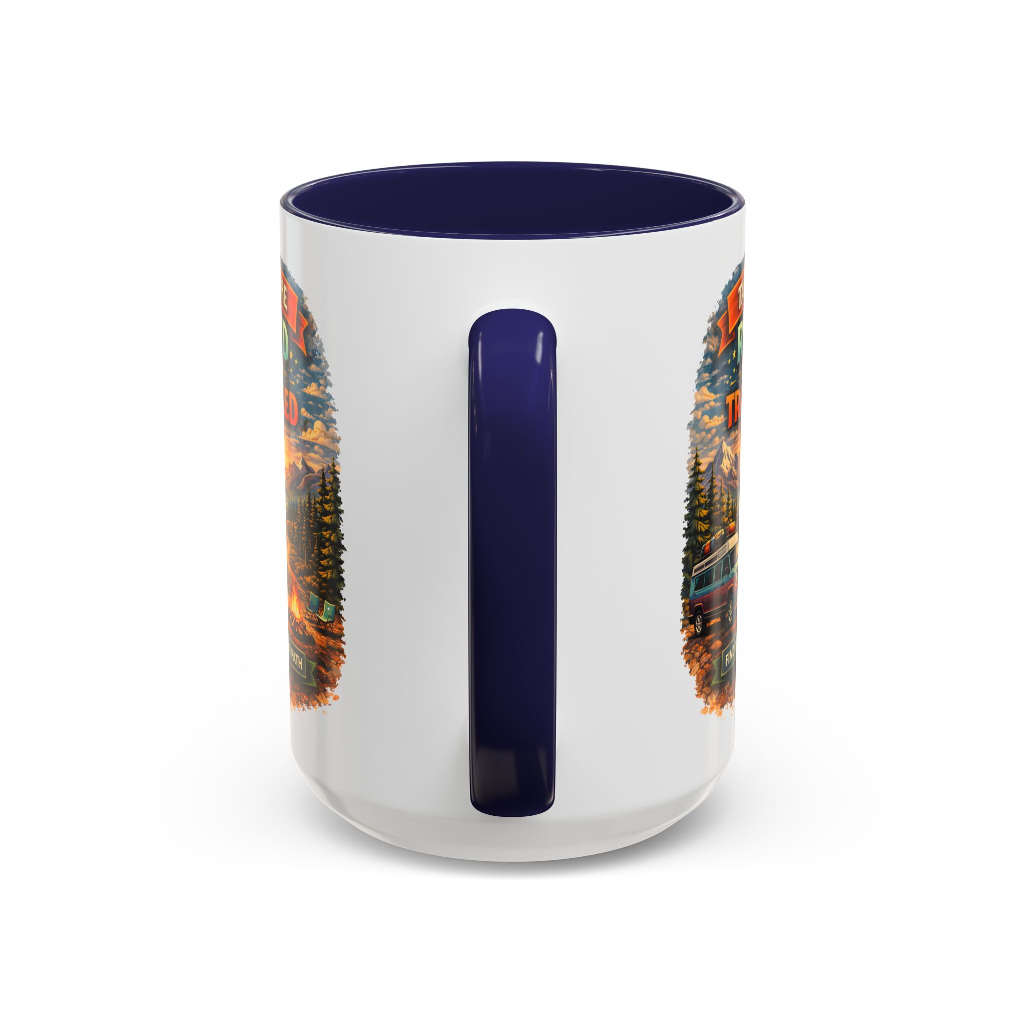 3938082926278223369_2048.jpeg Accent Coffee Mug (11, 15oz) — "Take The Road Less Traveled" Design Scenic-Line