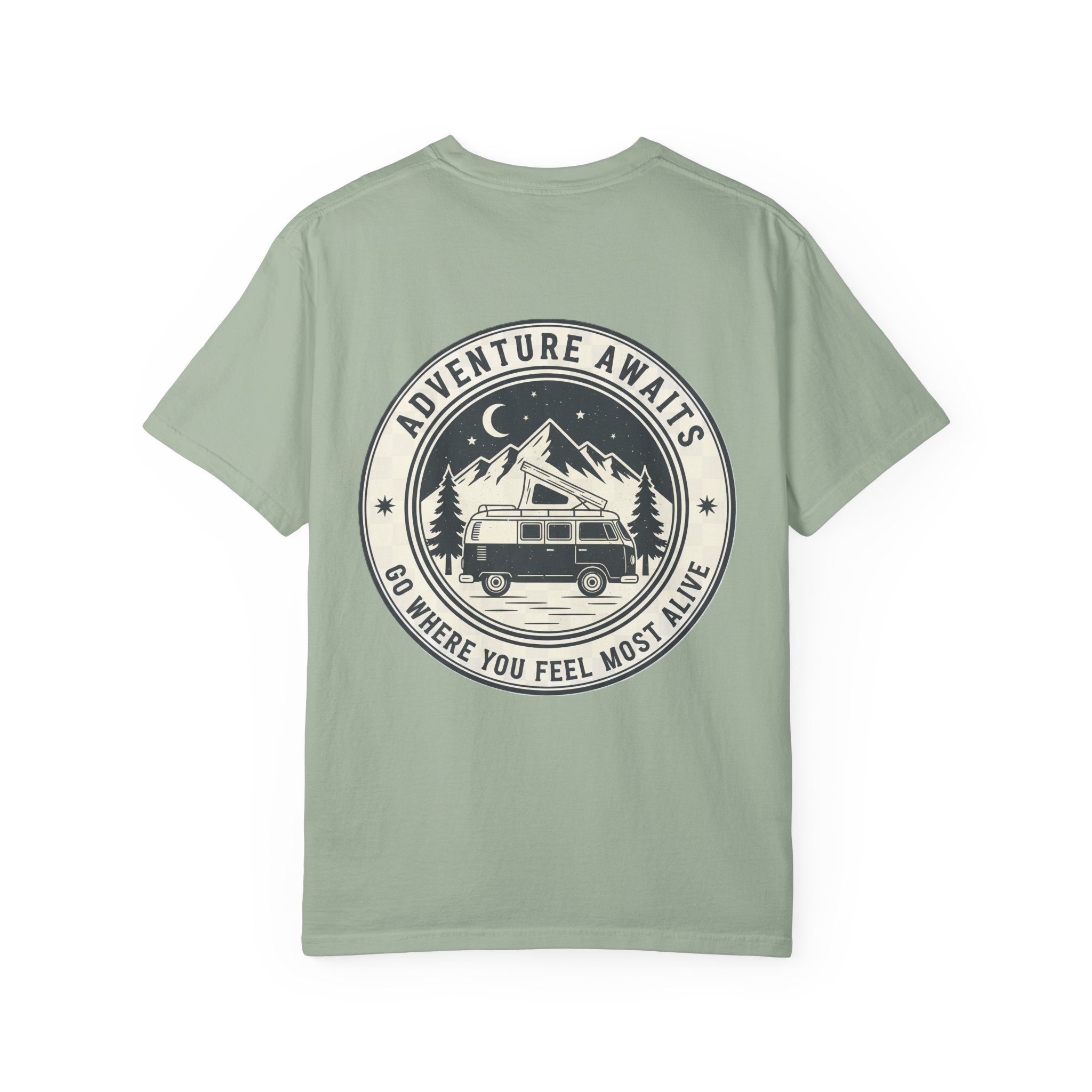 3940594111955163281_2048.jpeg T-Shirt — "Adventure Awaits-Go Where You Feel Most Alive" (Front + Back Printed) Outdoor Travel Tee