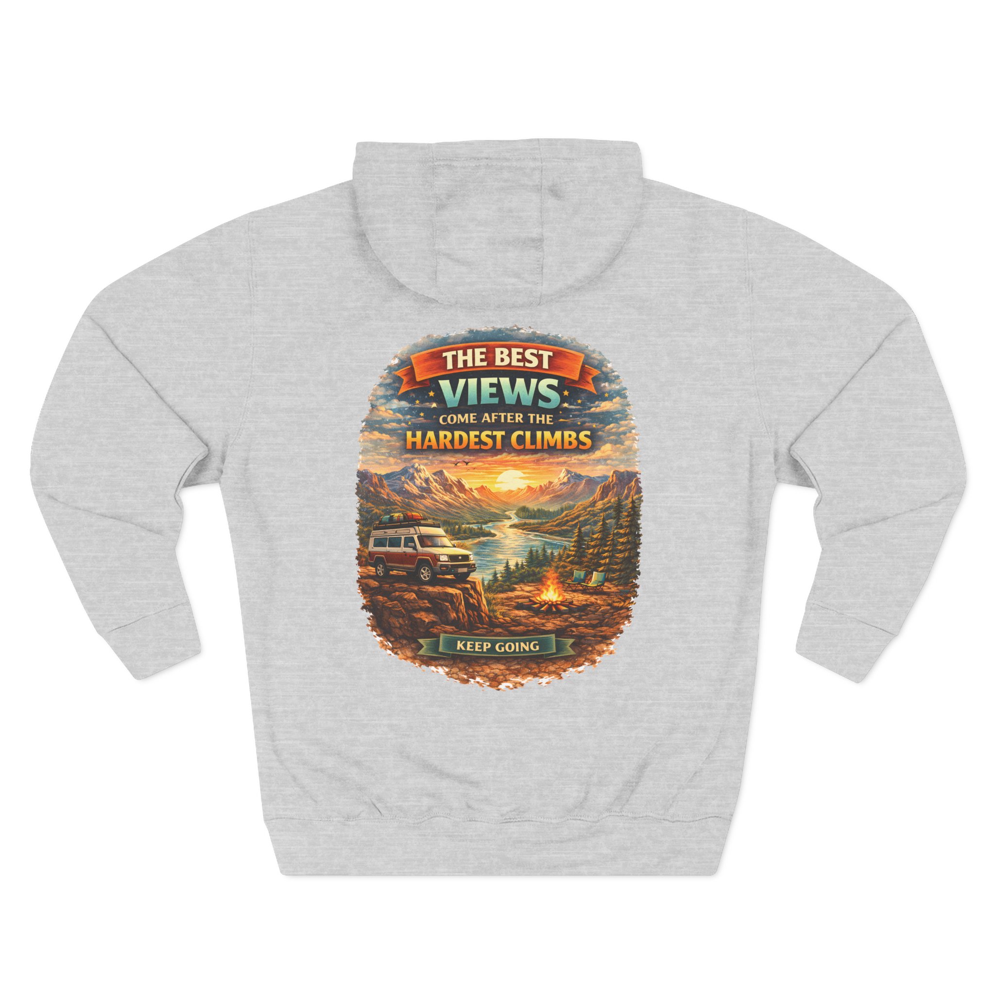 Three-Panel Fleece Hoodie - "The Best Views" Design Scenic-Line
