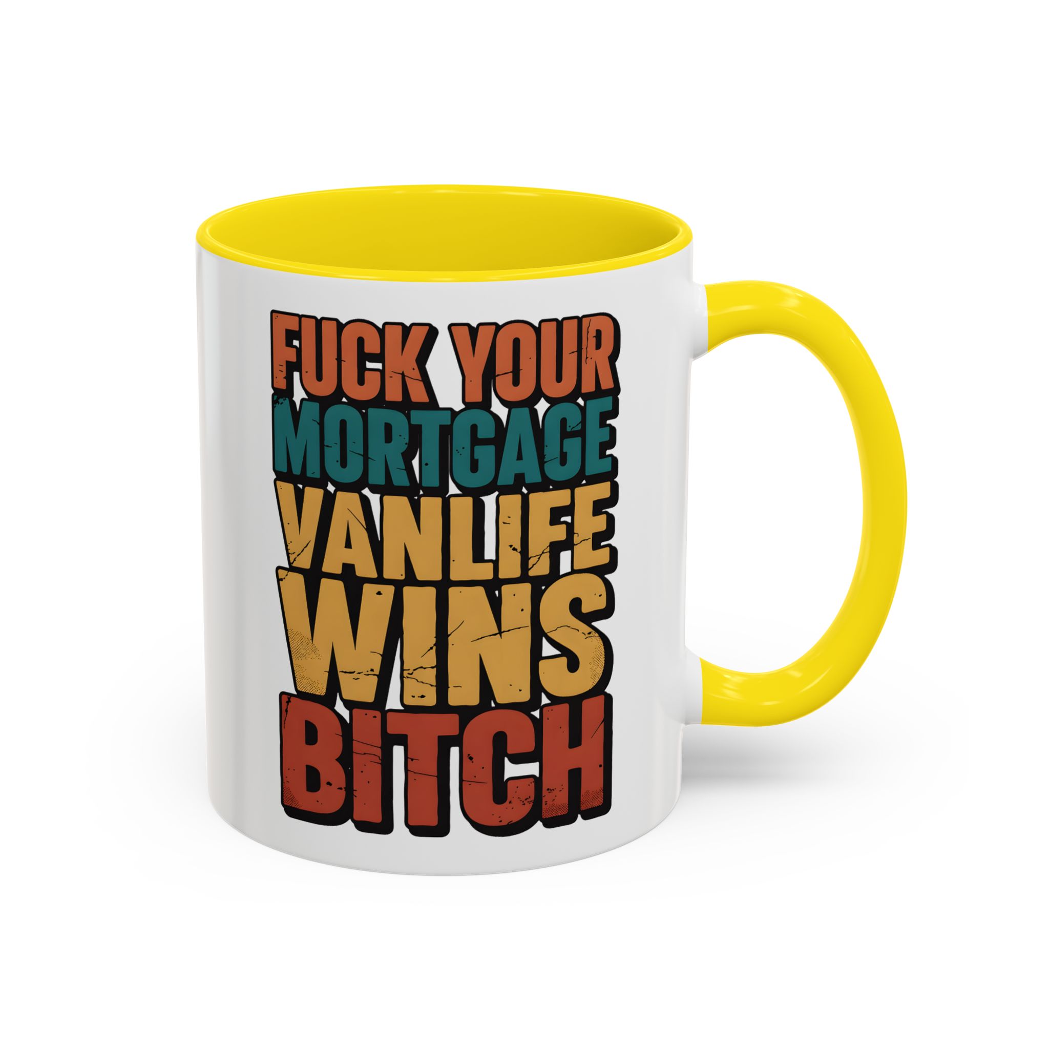 Accent Coffee Mug (11, 15oz) — "Fuck Your Mortgage" Design F**K-Line
