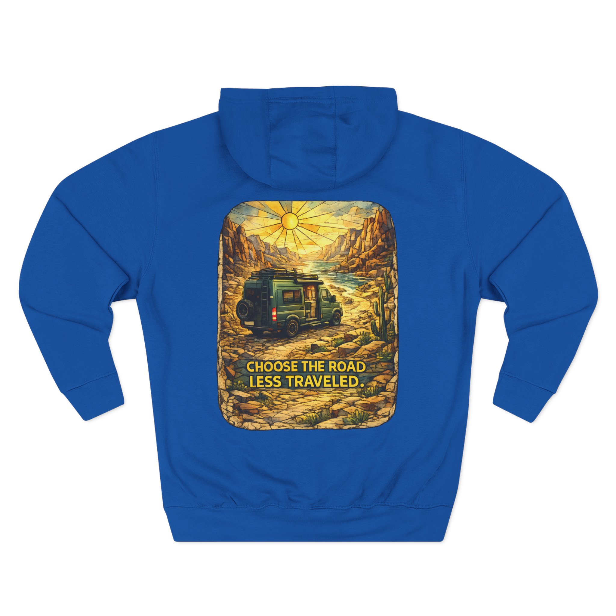 Three-Panel Fleece Hoodie - "Choose The Road Less Traveled" Design Cubic-Line