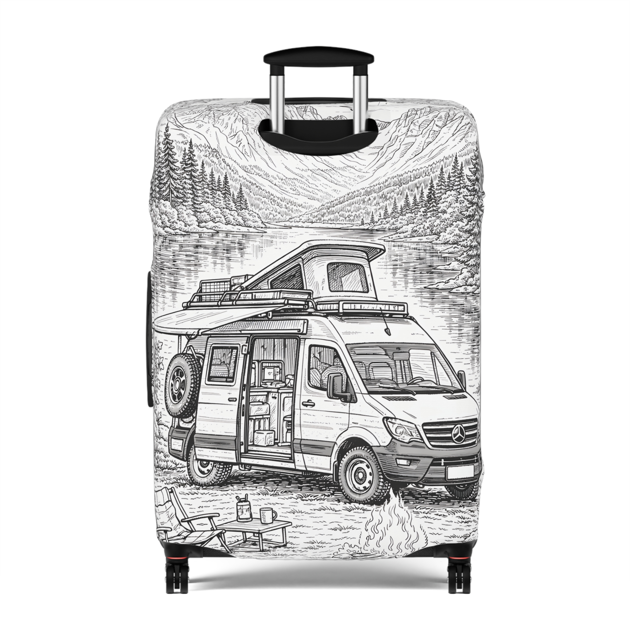Luggage Cover — Adventure Camper Sketch Travel Suitcase