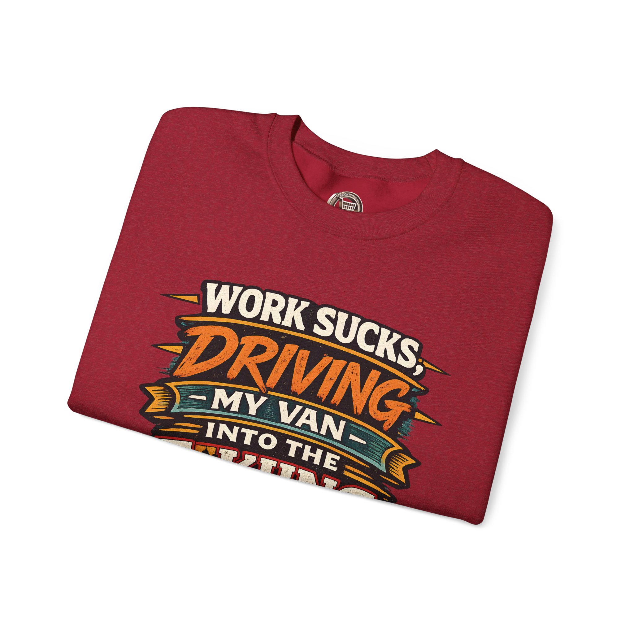 Unisex Heavy Blend™ Crewneck Sweatshirt — "Work Sucks" Design F**K-Line