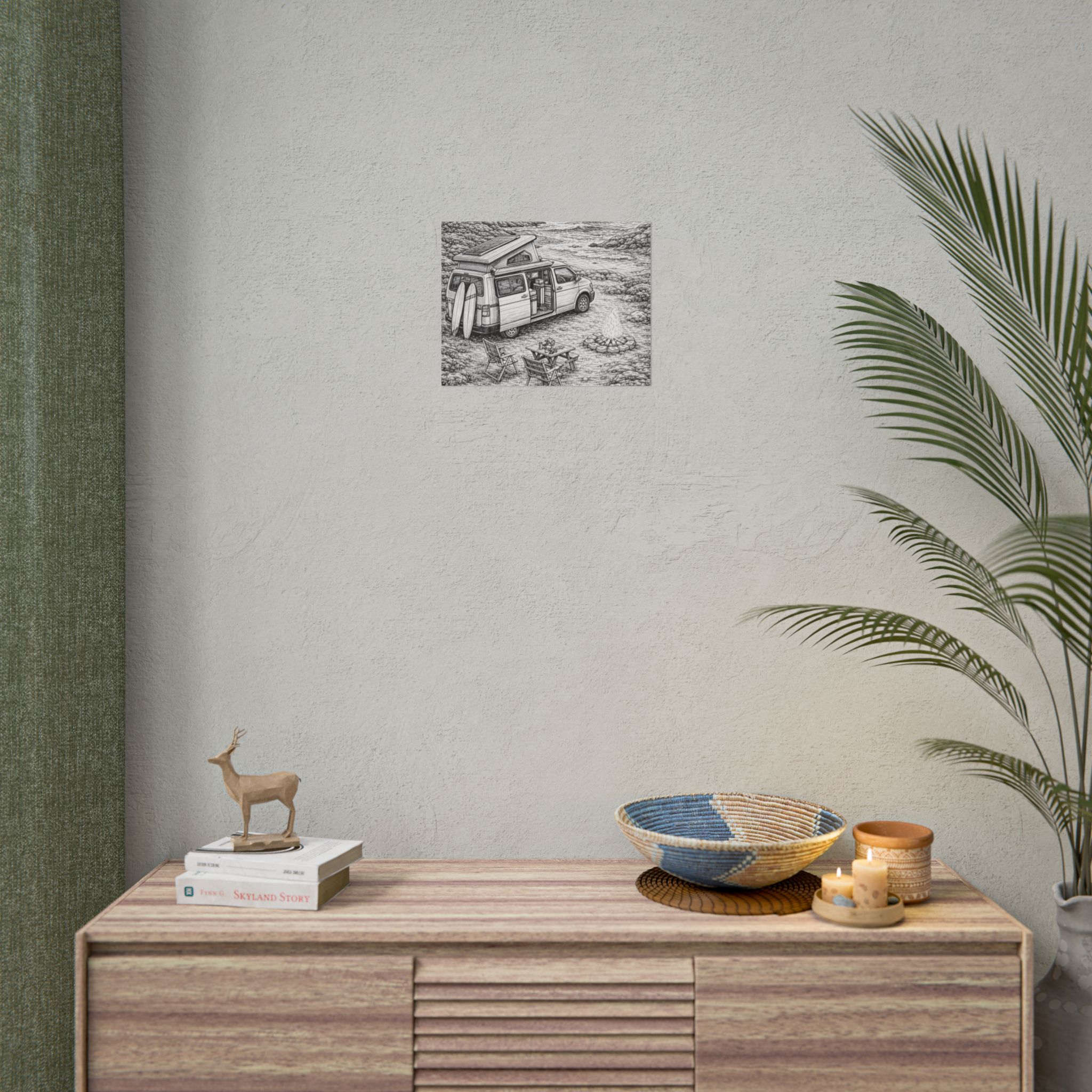 Campervan Poster — Vintage RV Camping Landscape Wall Art