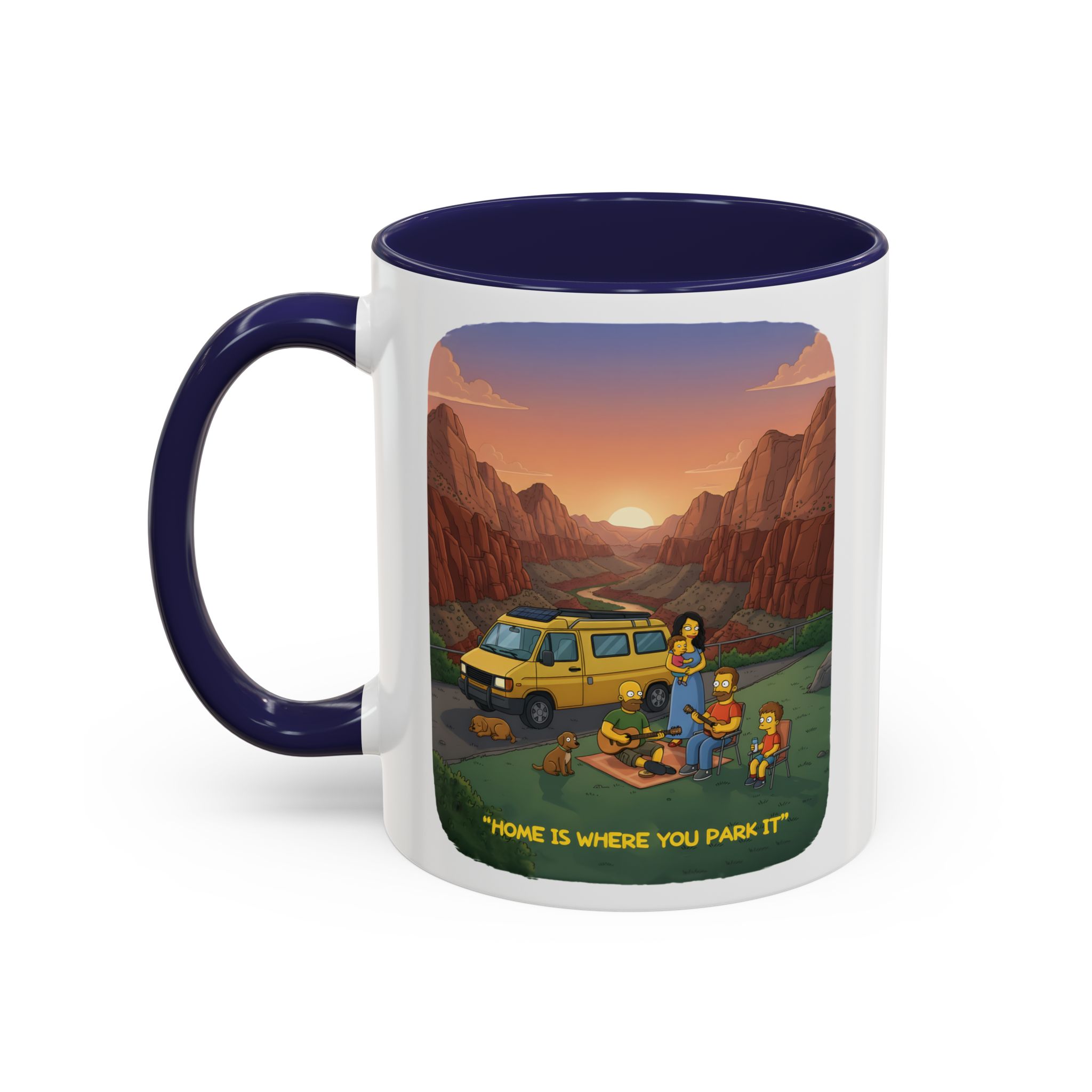 Accent Coffee Mug (11, 15oz) — "Home Is Where You Park It" Design Sitcom-Line