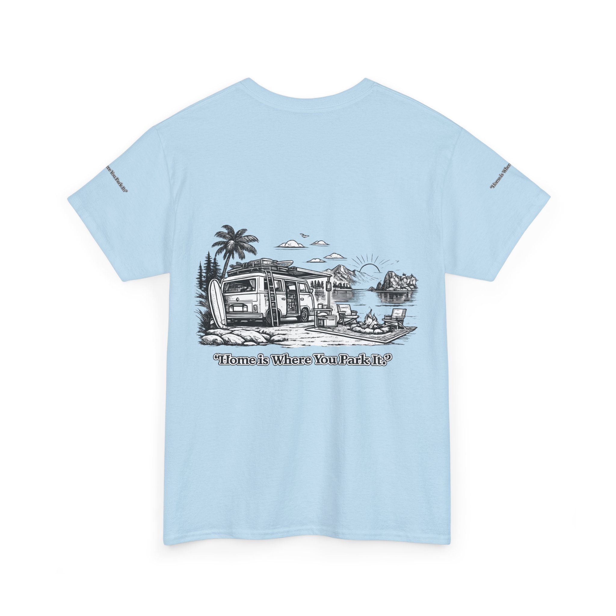 3960270792138033050_2048.jpeg Unisex Heavy Cotton Tee — "Home Is Where You Park It" Design Minimal-Line