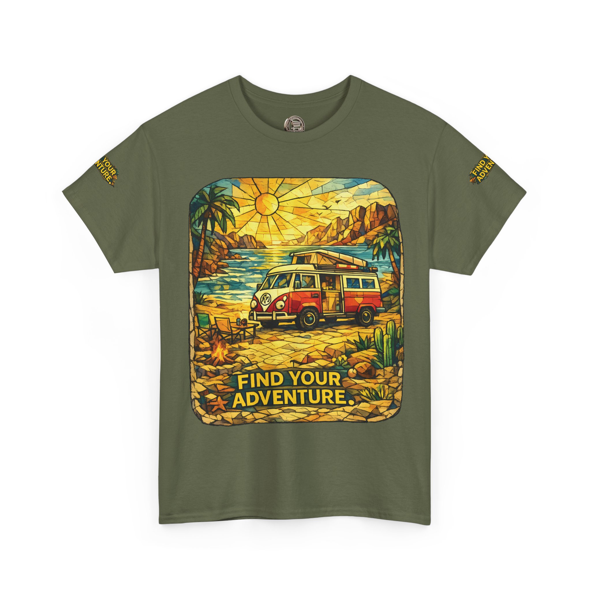 Unisex Heavy Cotton Tee — "Find Your Adventure" Design Cubic-Line