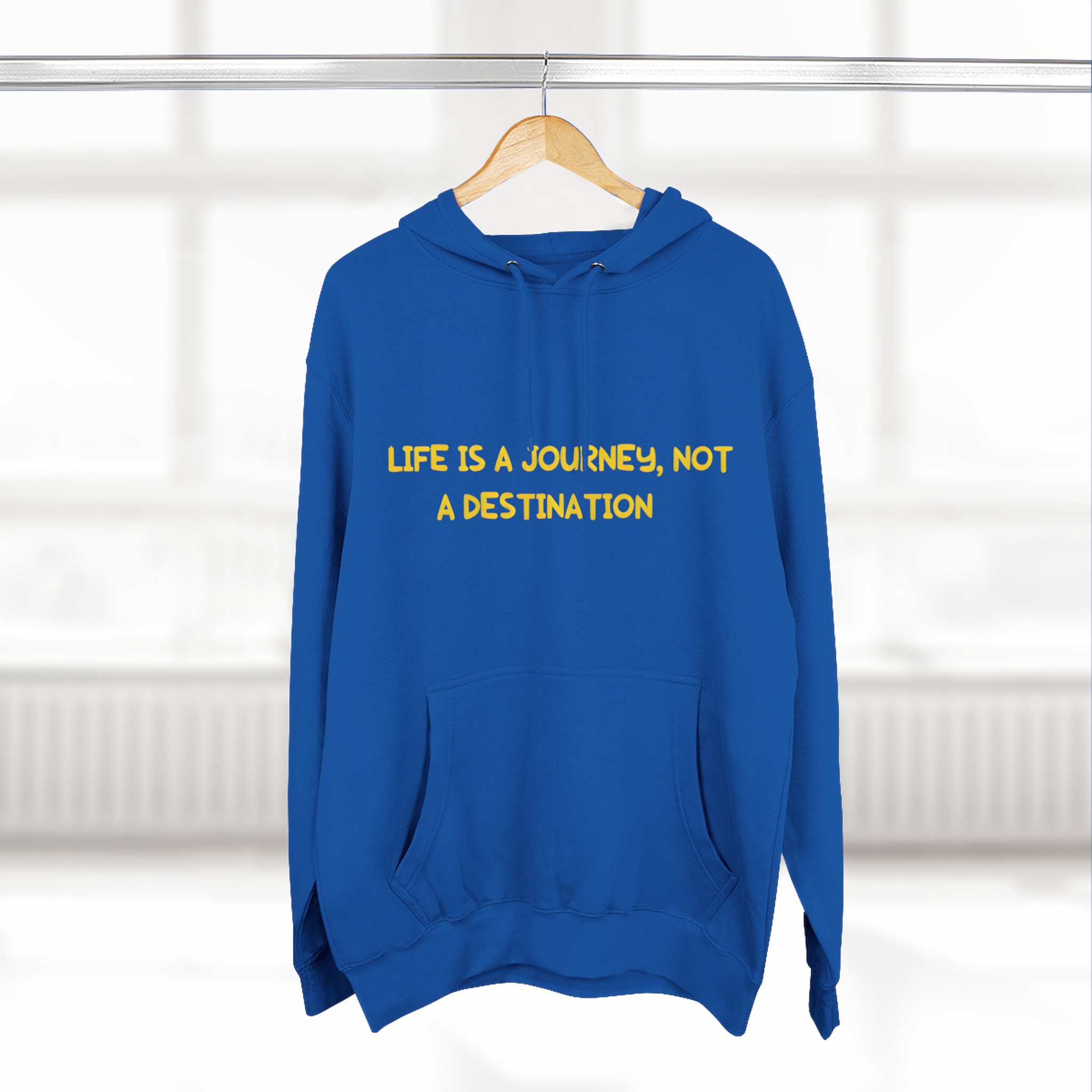 Three-Panel Fleece Hoodie - "Life Is A Journey-Not A Destination" Design Sitcom-Line