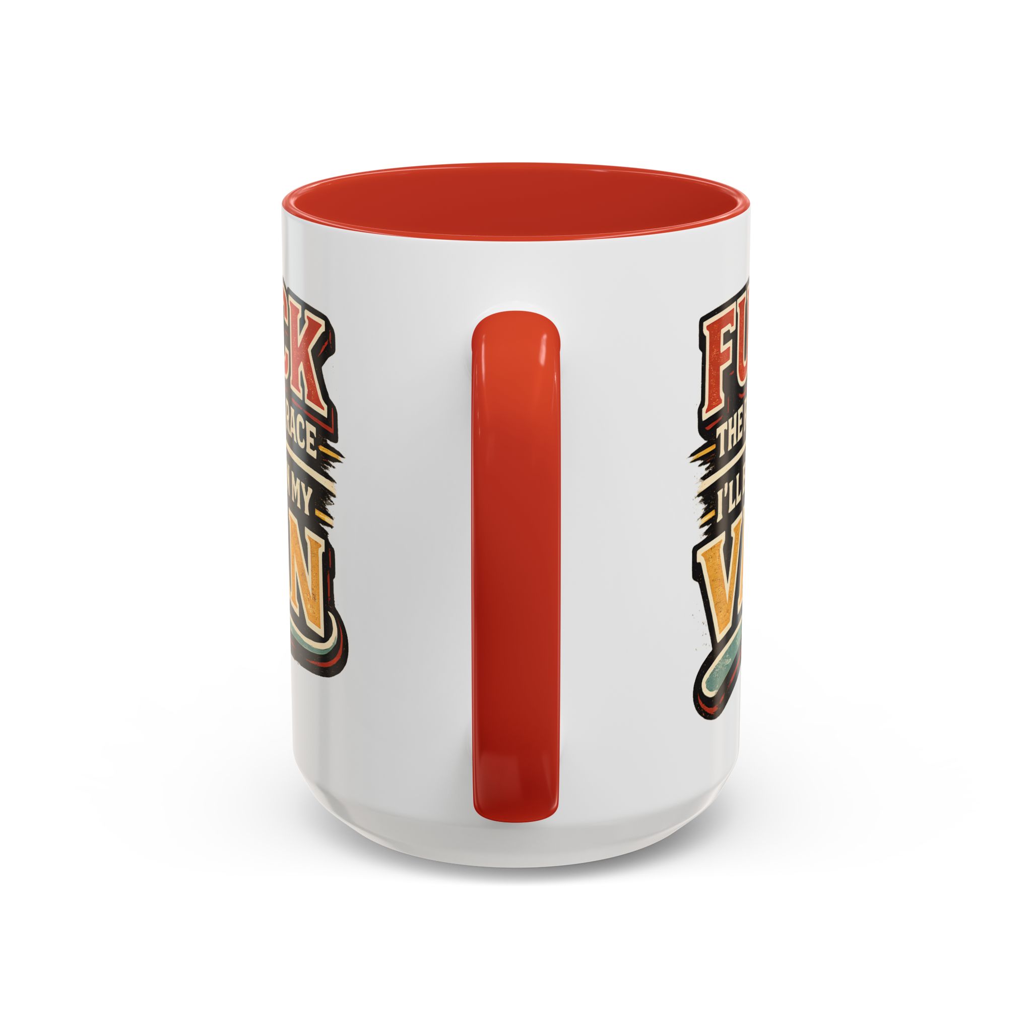 Accent Coffee Mug (11, 15oz) — "Fuck The Rat Race" Design F**K-Line