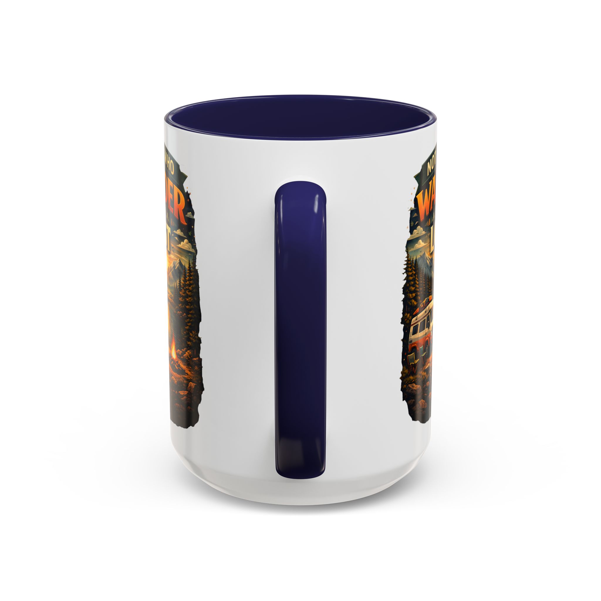 Accent Coffee Mug (11, 15oz) — "Not All Who Wander Are Lost" Design Scenic-Line