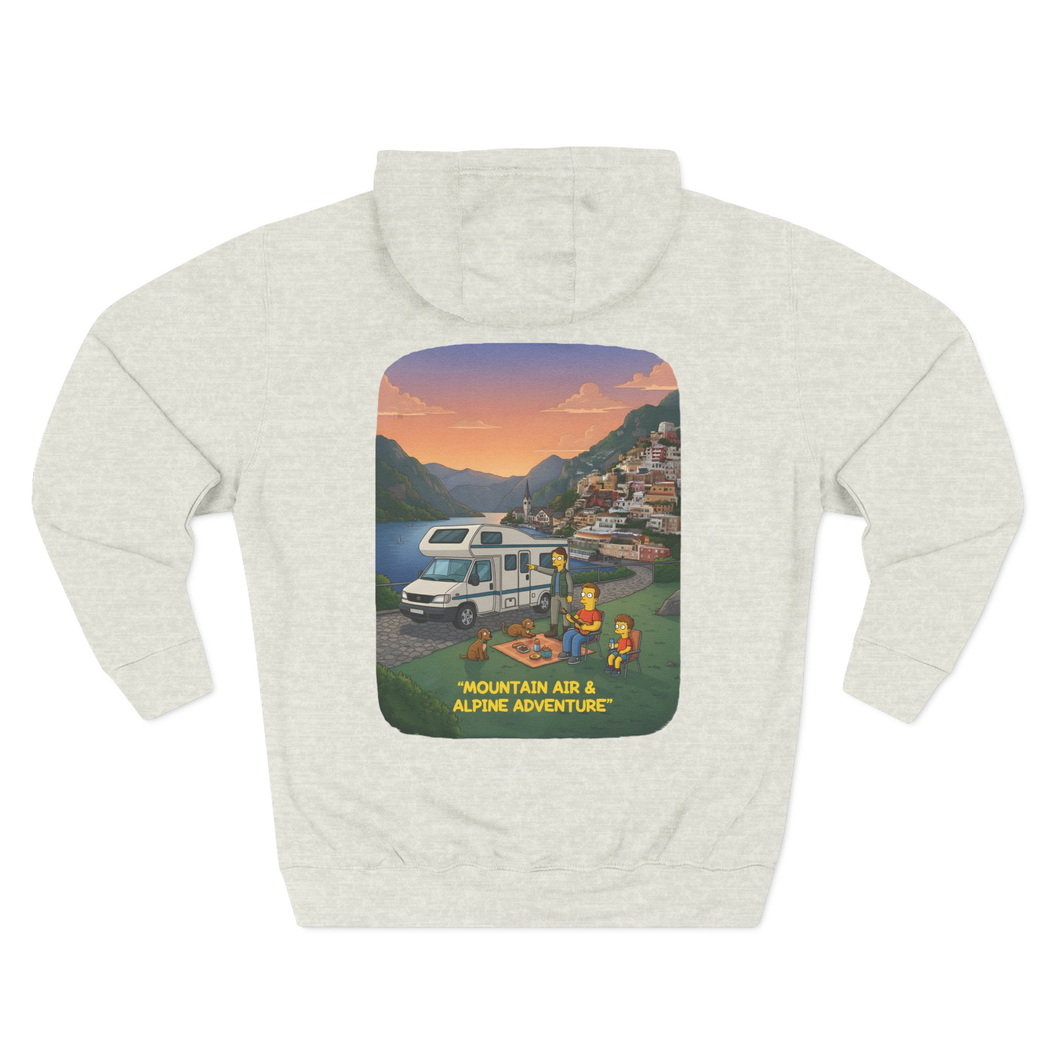 Three-Panel Fleece Hoodie - "Mountain Air-Alpine Adventure" Design Sitcom-Line